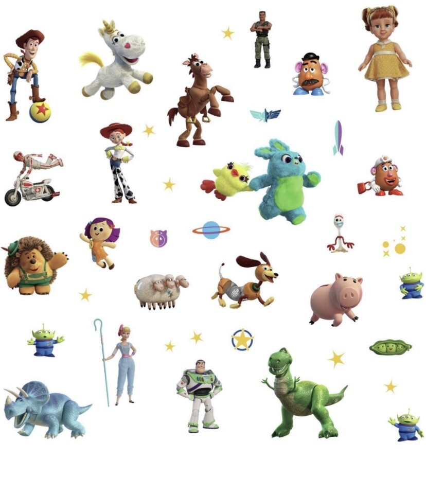Roommates TOY STORY 4 Peel & Stick 38 Wall Decals Andy Buzz Jessie Stickers NEW