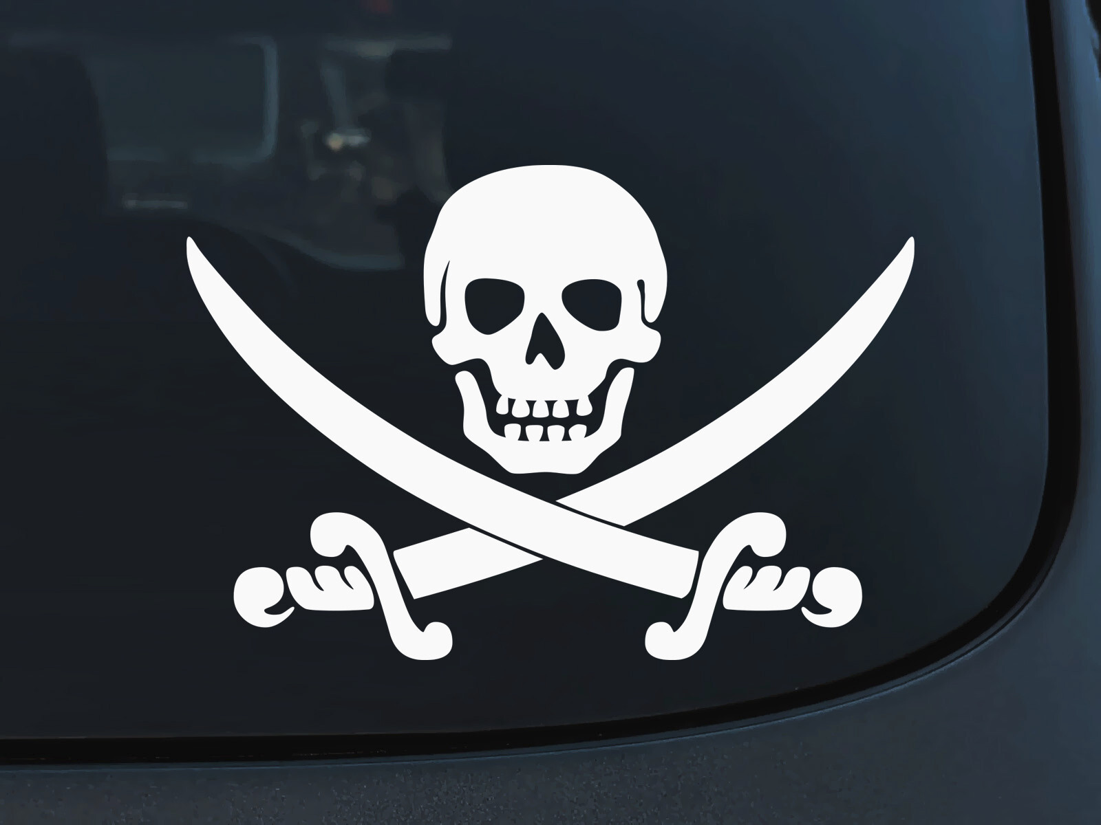 JOLLY ROGER Pirate Flag Skull and Swords Bones Auto Car Vinyl Decal Sticker