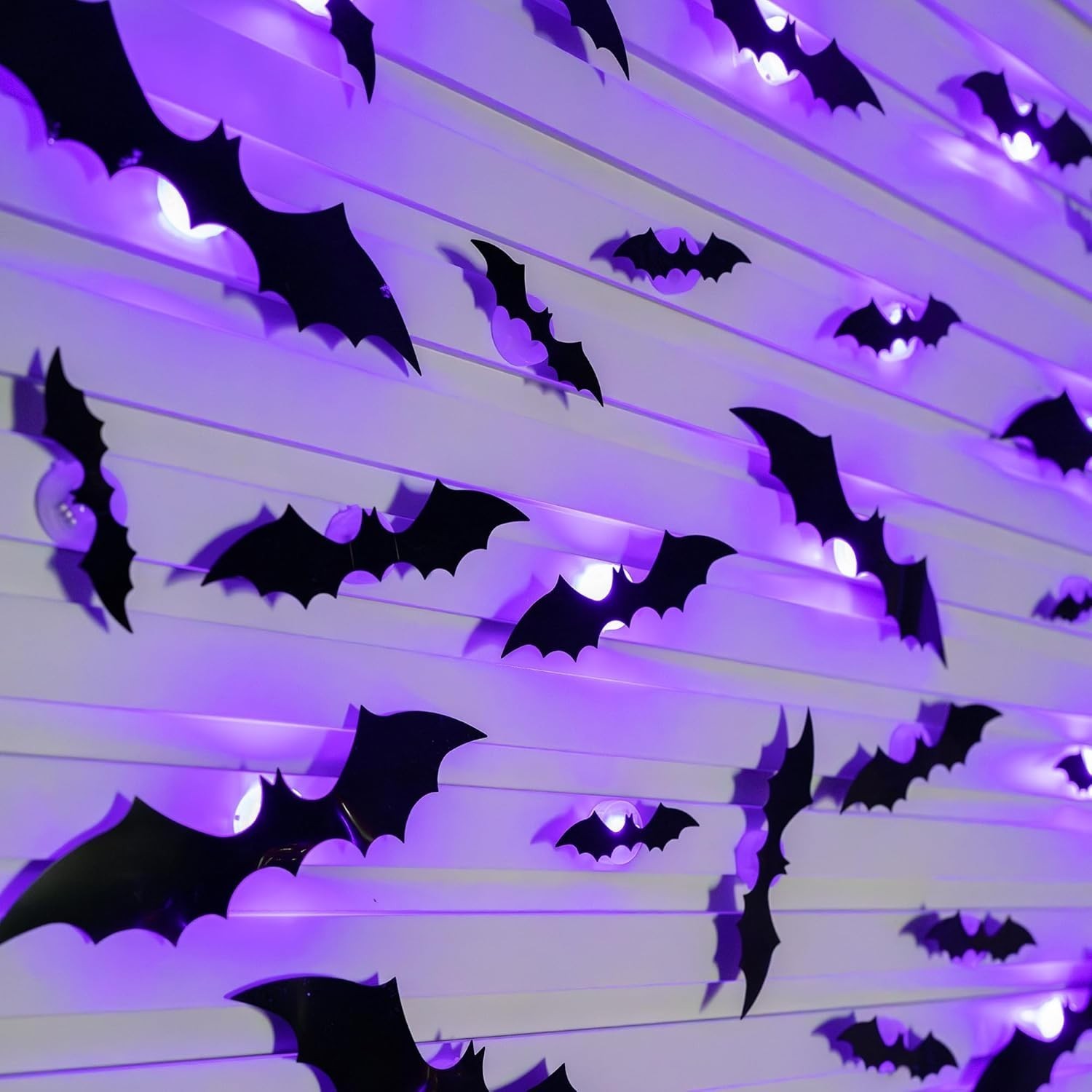 36 Pcs LED Halloween 3D Bats Decorations Wall Stickers 4 Different Size