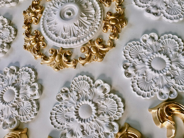 X14 Ceiling Mirror Rose Alabaster Gypsum Stucco Handmade – 60 X 60 Cm