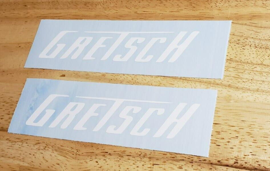 GRETSCH Decals Stickers Gloss WHITE 10″ (2) Fast USA
