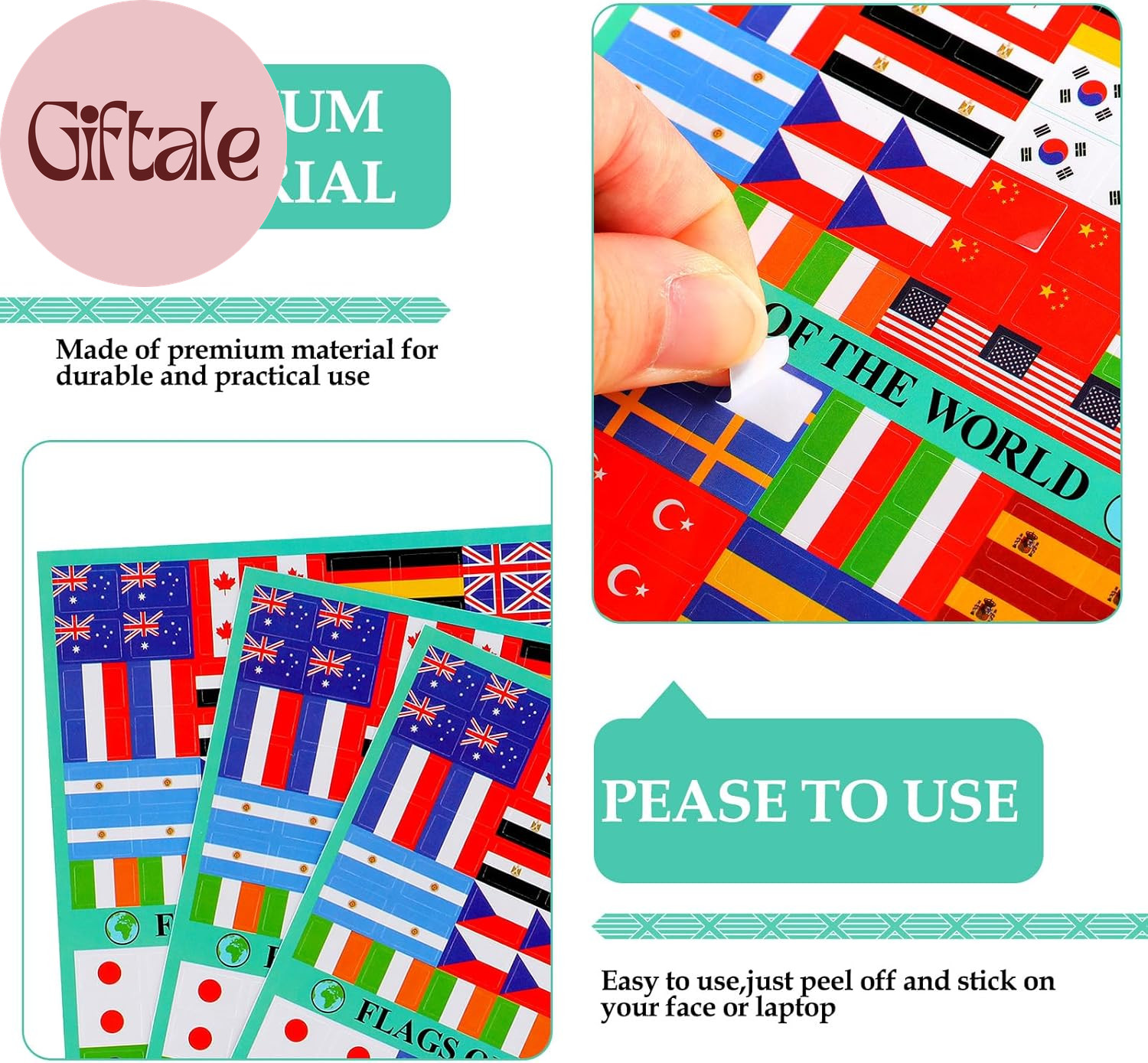 3000 Pcs World Flag Stickers for Kids Country Flag Small International Passport