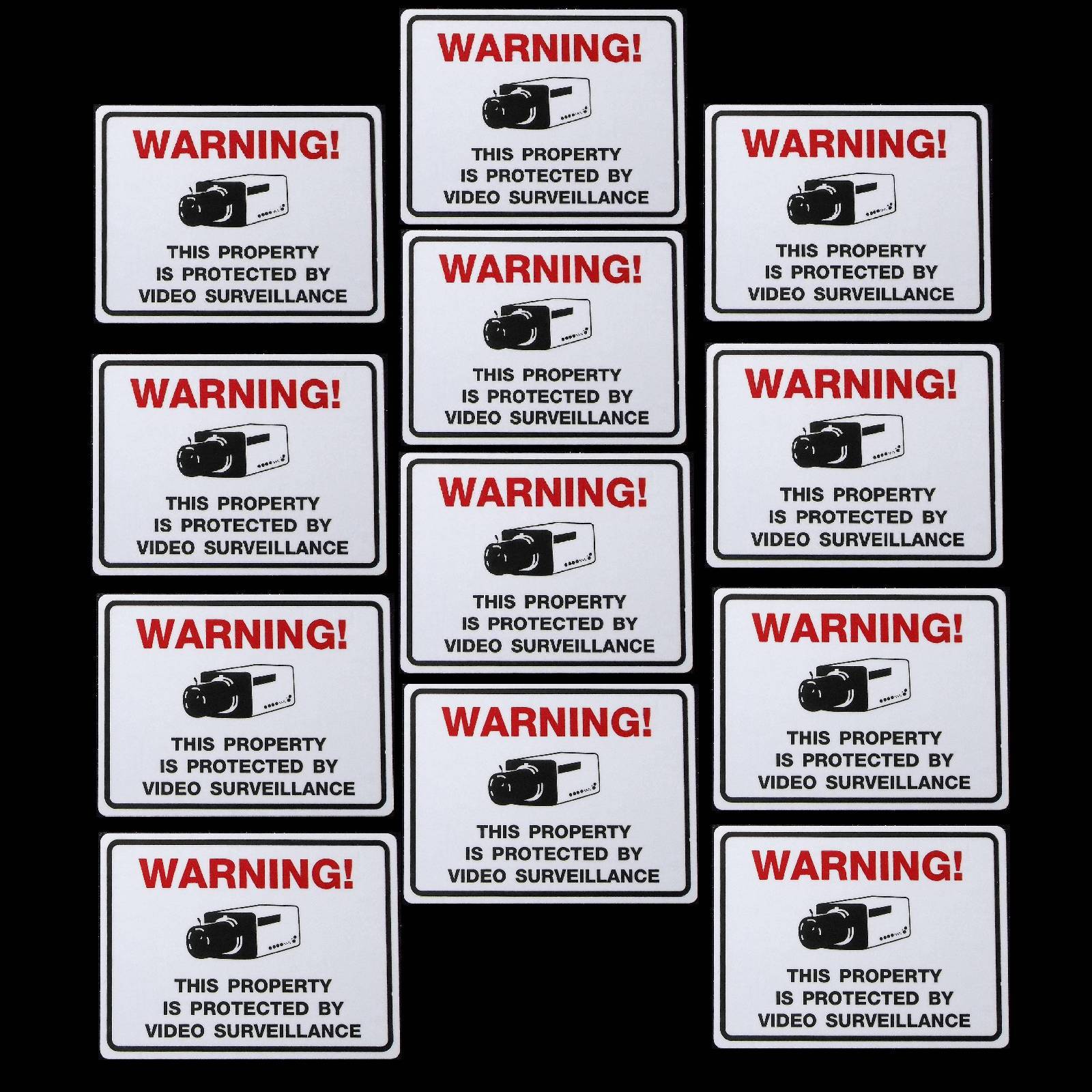 LOT 12 WATERPROOF HOME SECURITY CCTV CAMERA WINDOW WARNING STICKERS