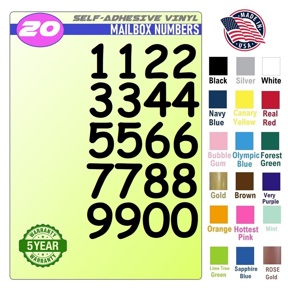 20 Mailbox,Car, Doors, Toolbox,Lockers,Window, Decal Sticker Numbers [COMIC SANS