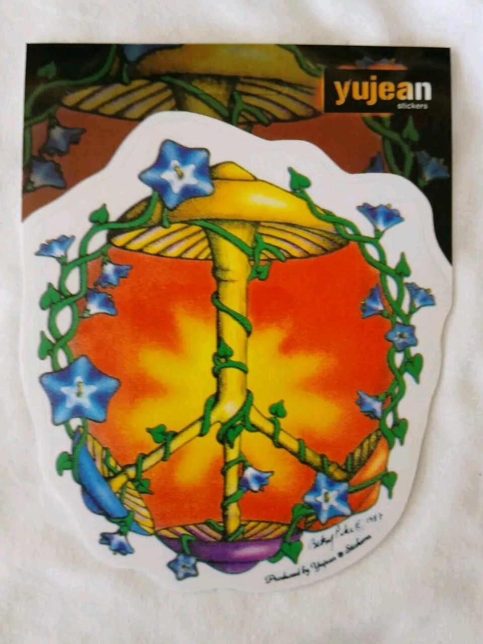 Peace Sign Mushroom Decal Sticker Clear Backing 4.1/2″ x 5″