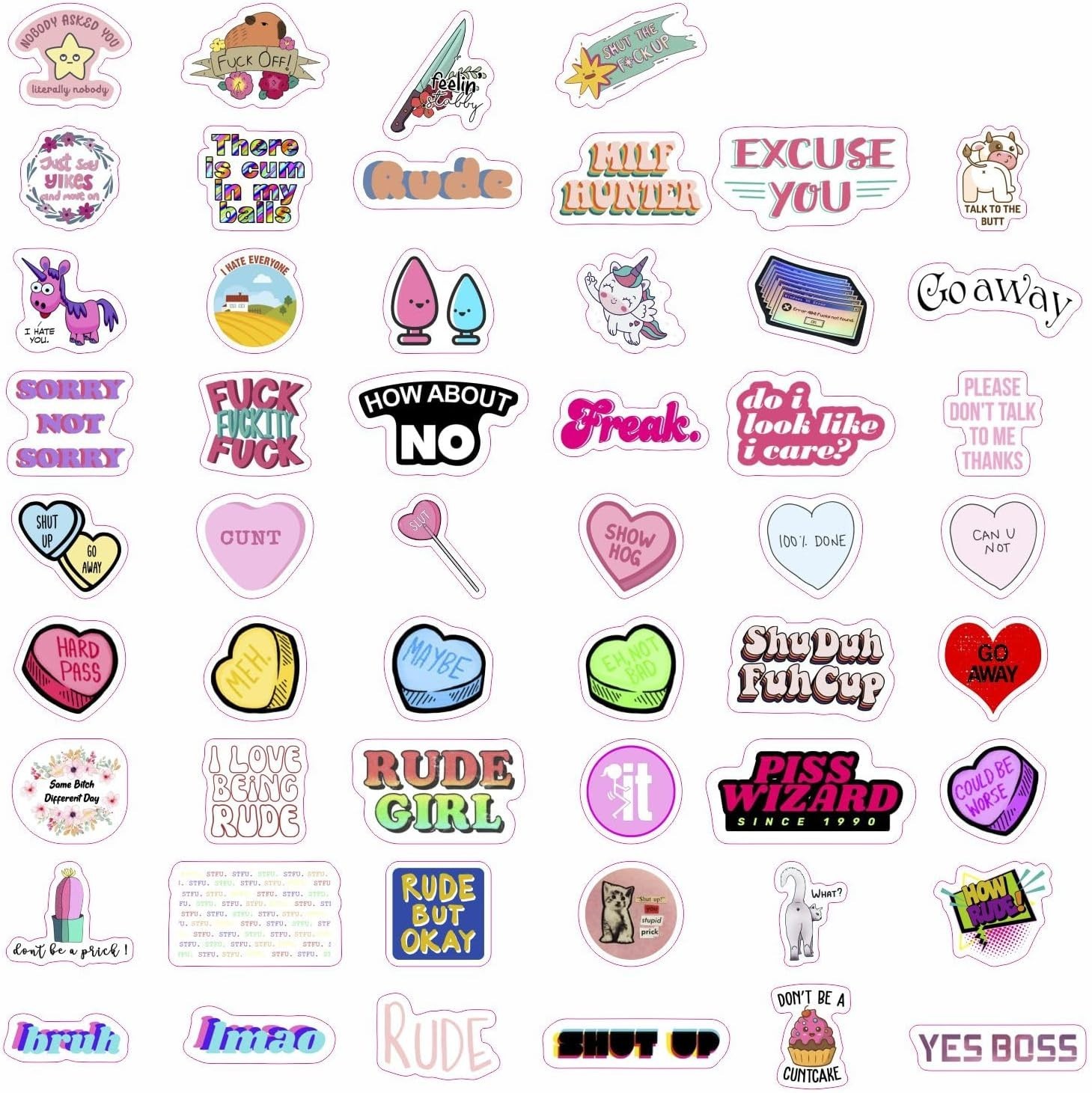 100PCS High-Quality Crude Humor Stickers – Fun Gifts for Friends and Family