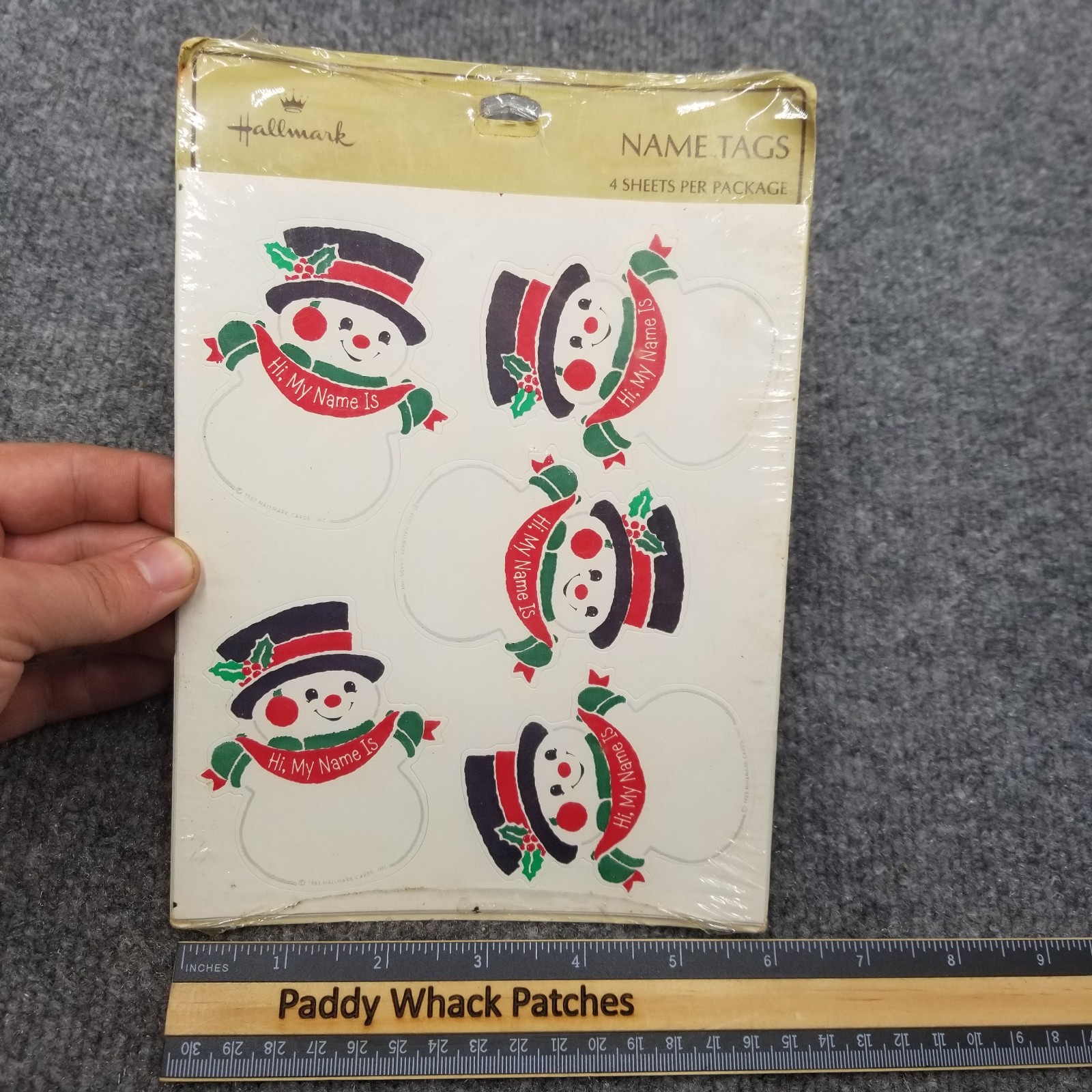Vintage HALLMARK Snowman Christmas MY NAME IS Tags Stickers Decals 1980s