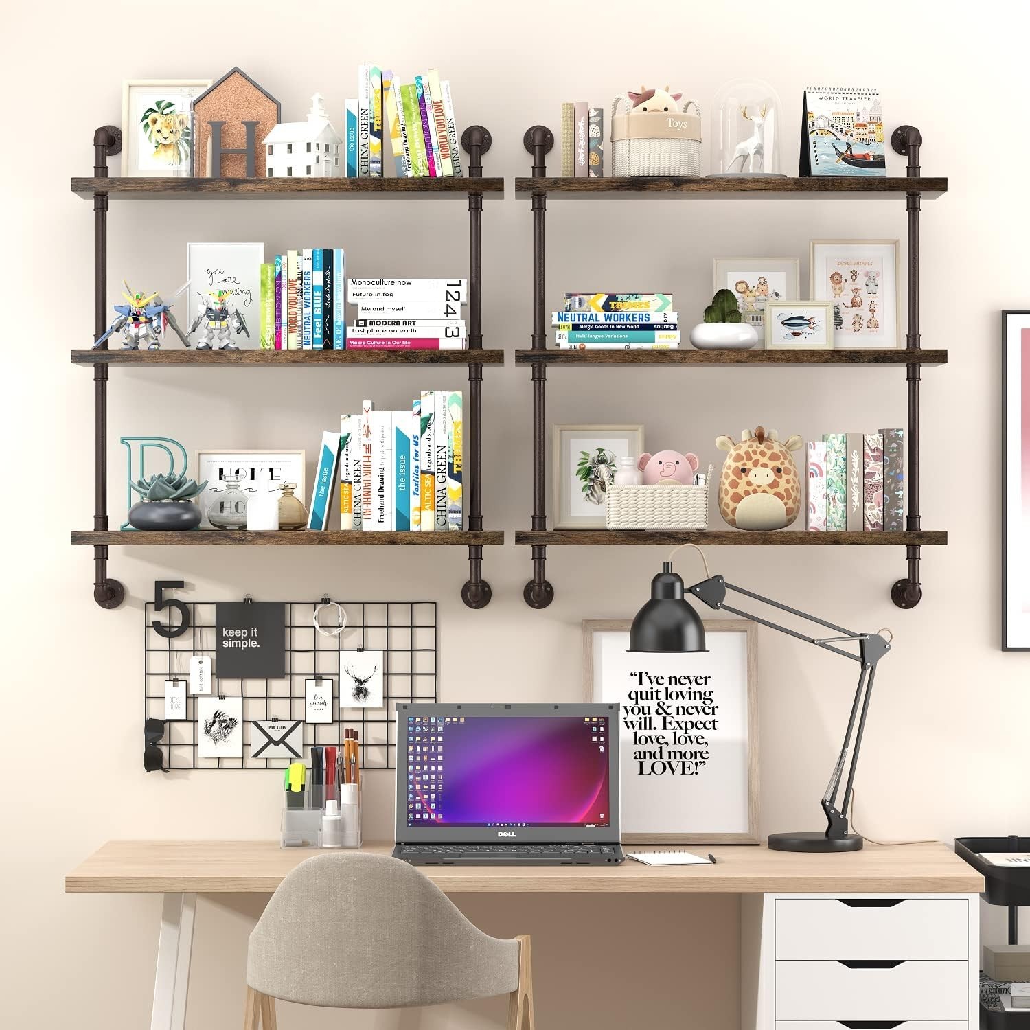 3 Tier Industrial Pipe Shelf – Rustic Wood Floating Shelves for Home Decor, Kitc