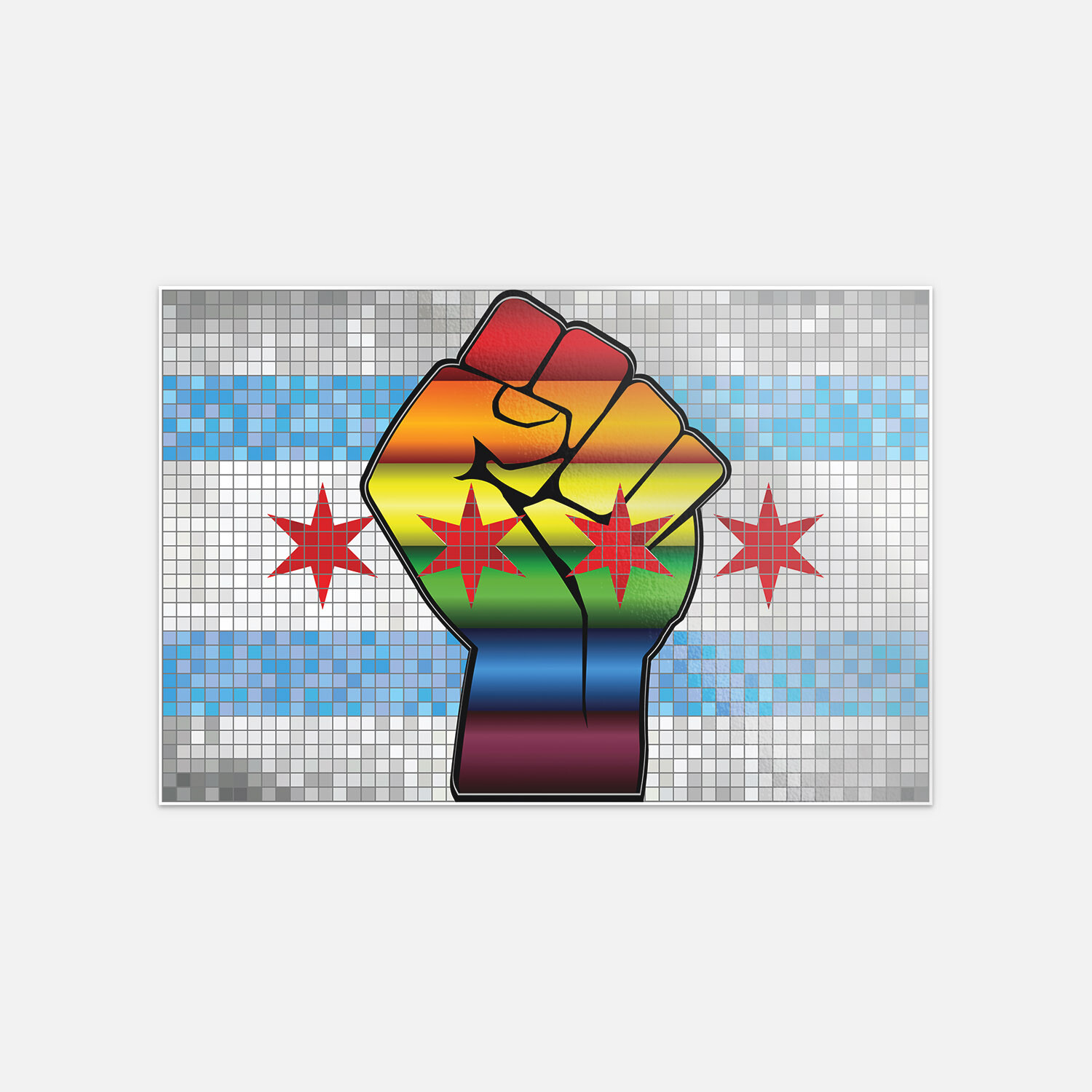 Lgbt Pride Protest Fist Chicago Flag USA Vinyl Sticker Decal