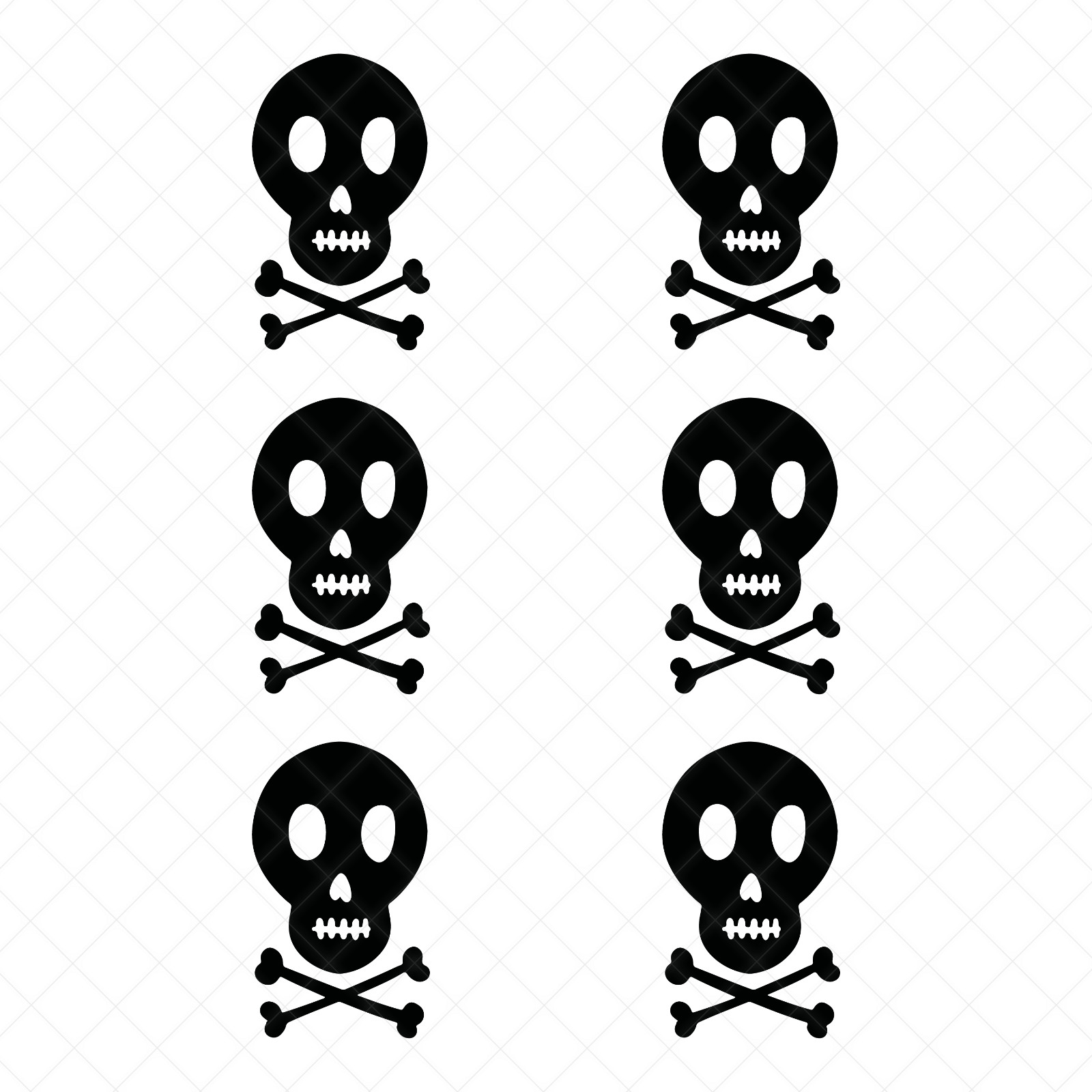 6 Skull Crossbones Decals | Pirate Gothic Vinyl Stickers | Halloween Car Laptop