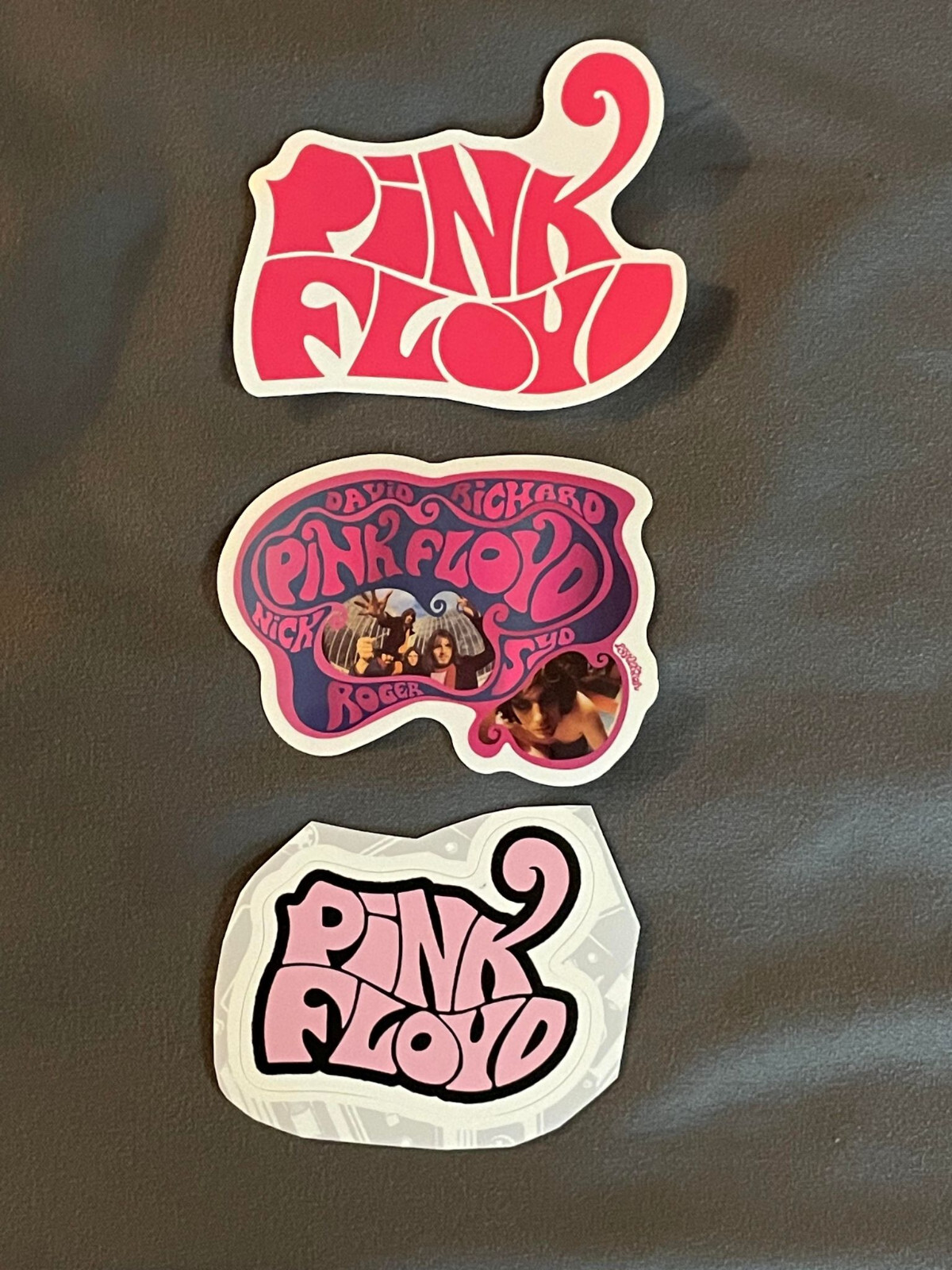 Lot (3) PINK FLOYD 1 3/4″ to 2 3/4″ Band Logo STICKERS Waters FAST! FREE SHIP!