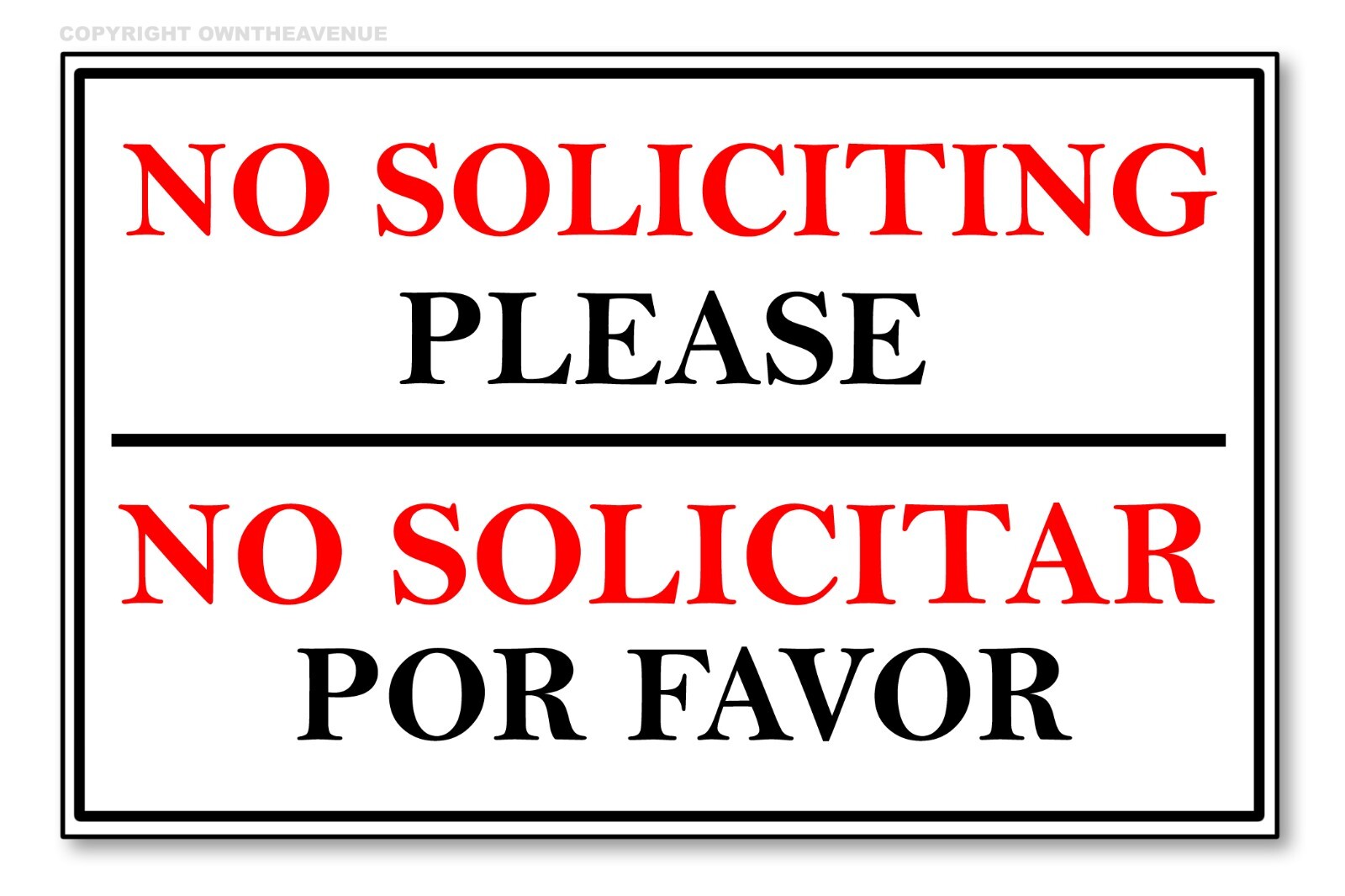 No Soliciting Sign Vinyl Decal Door Window Wall Solicitar Sign Sticker Por Favor