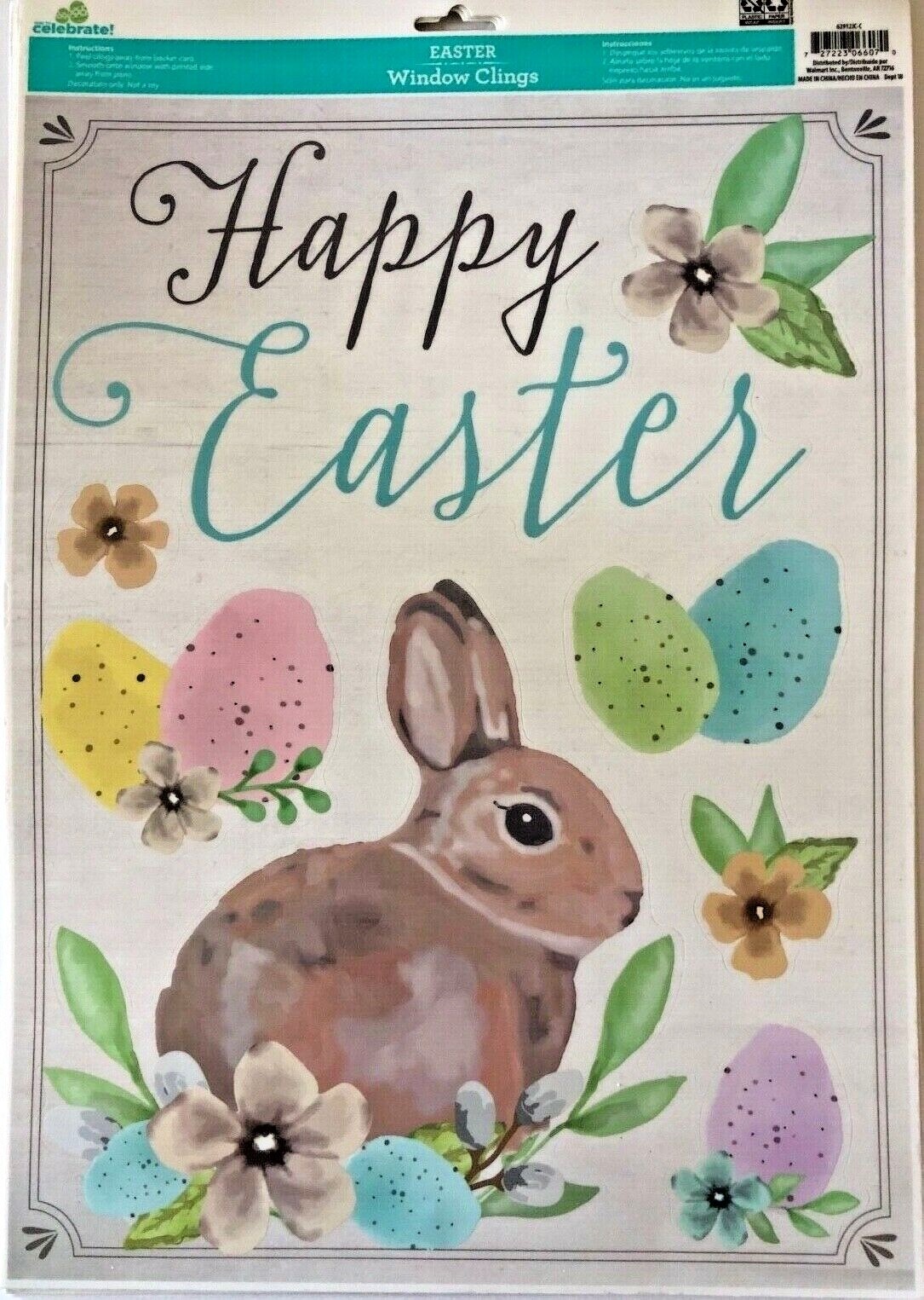 Happy Easter Bunny Wall Window Decals Decorations Sunday school egg hunt