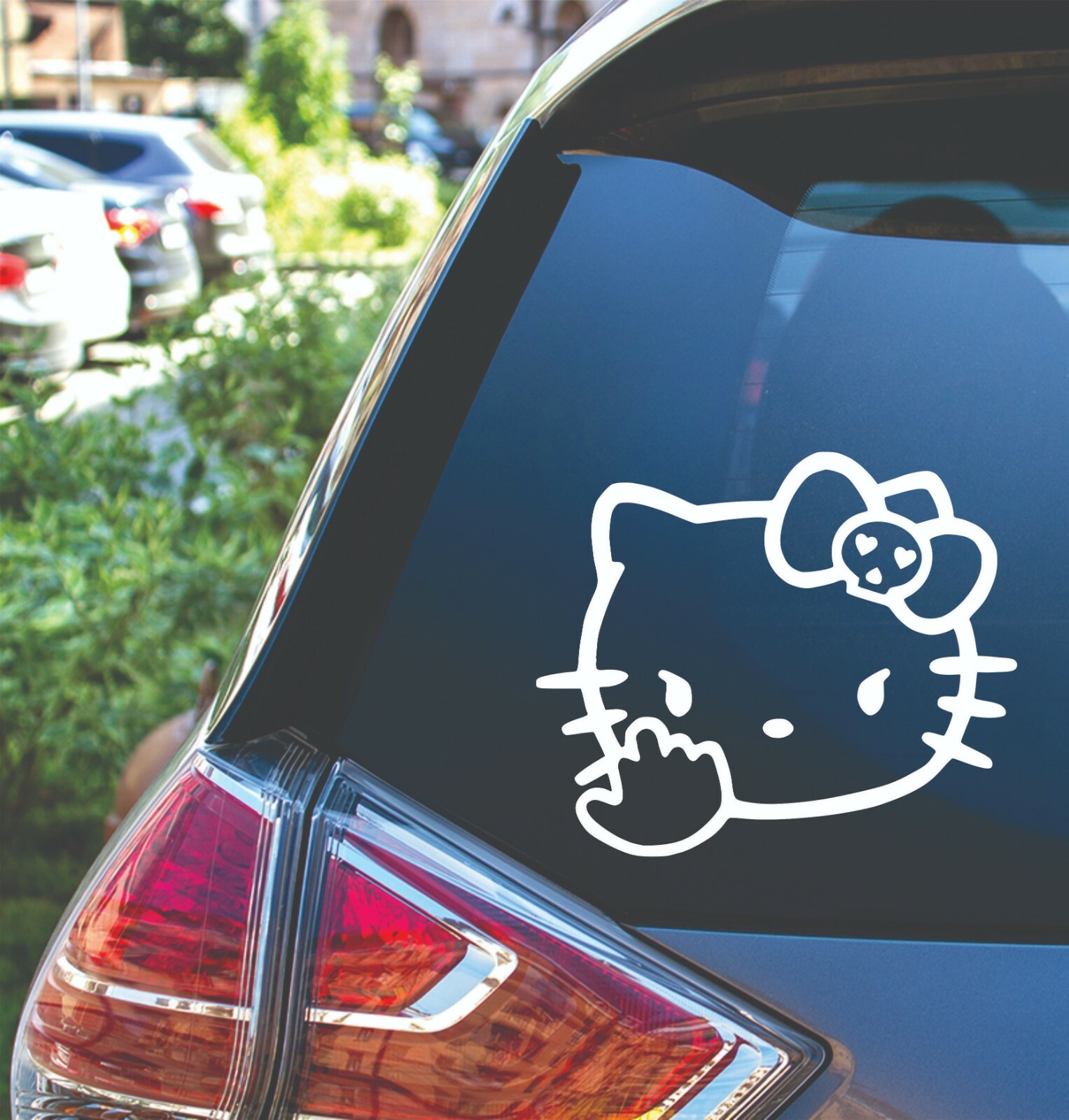 Hello Kitty Middle Finger Skull Bow Car Laptop Cup Decal Sticker