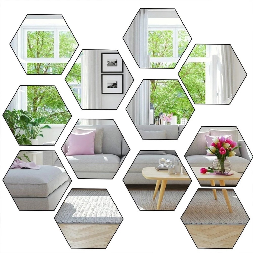 Innovative 24pcs Gold Hexagonal Mirrors for Decorative Walls and Craft Projects