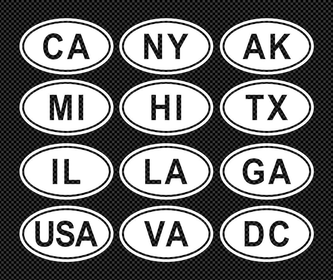 USA 50 States Oval Style Vinyl Sticker Decal