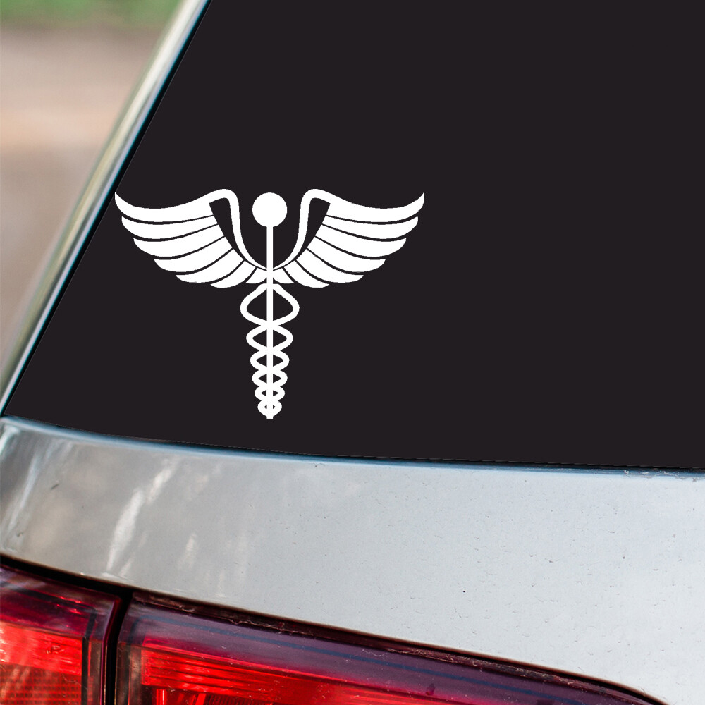 EMT MFR Medic Star of Life Sticker Caduceus S6 all chrome & regular vinyl color