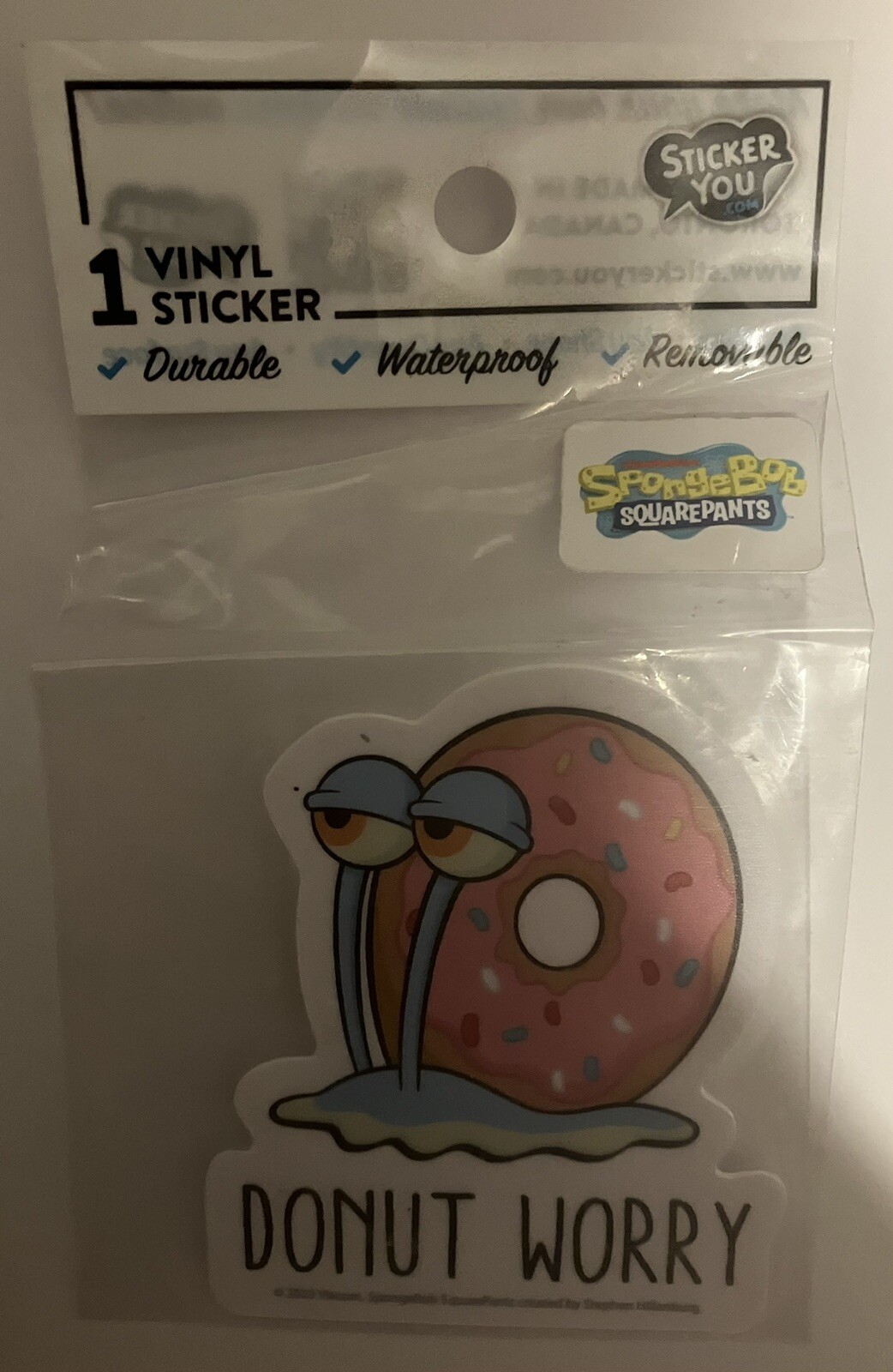 Donut Worry Vinyl Sticker Spongebob Squarepants StickerYou.com