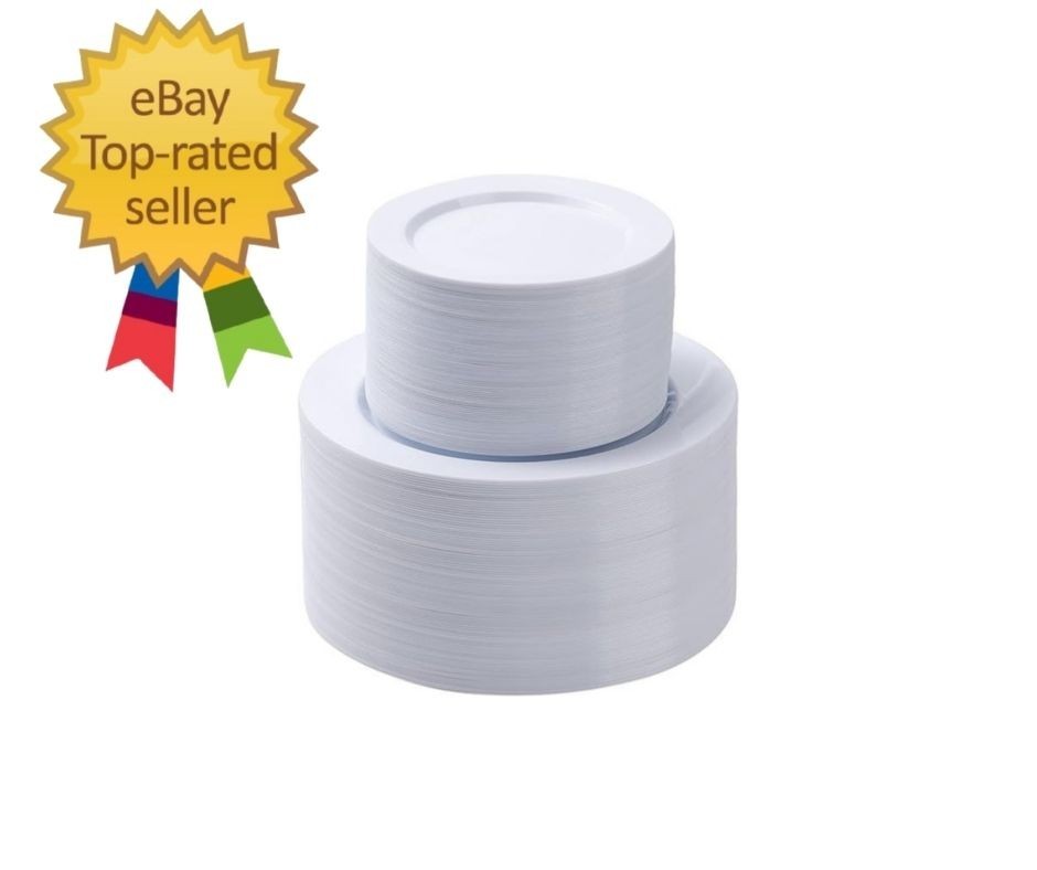 200PCS White Plastic Plates Set, 100 10.25 inch Dinner Plates and 100 7.5 inc…