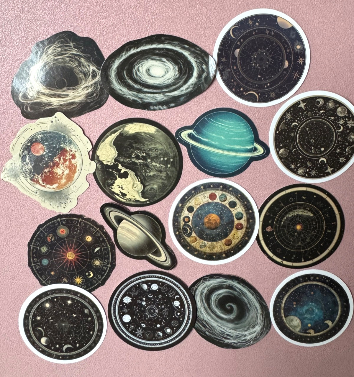 Astronomy Galaxy Space Stickers Cosmic Starry Sky Moon Star 7pcs Random Mix