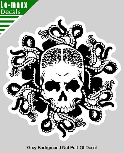 Octo-Skull Octopus Art Unique Original Custom Design Printed Vinyl Sticker