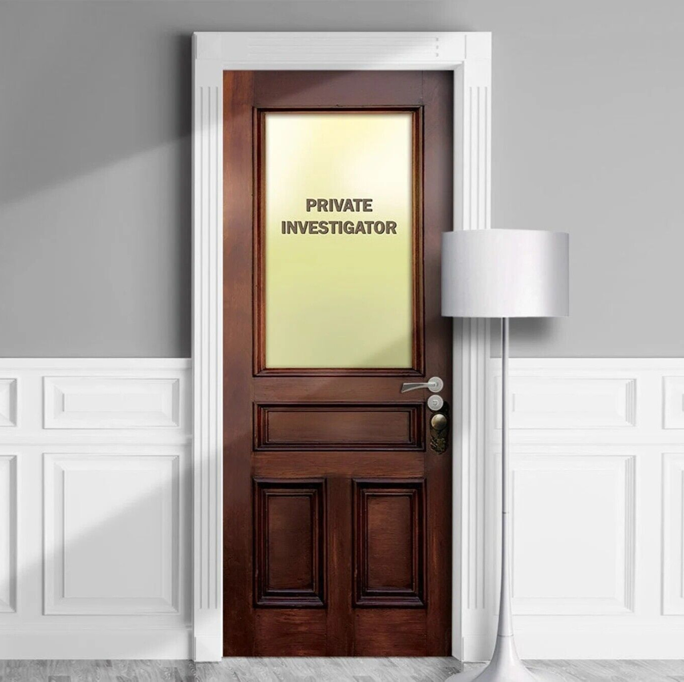 Detective Door Wrap | Private Eye | Custom Text/Logom | 1-piece Skin. Laminated