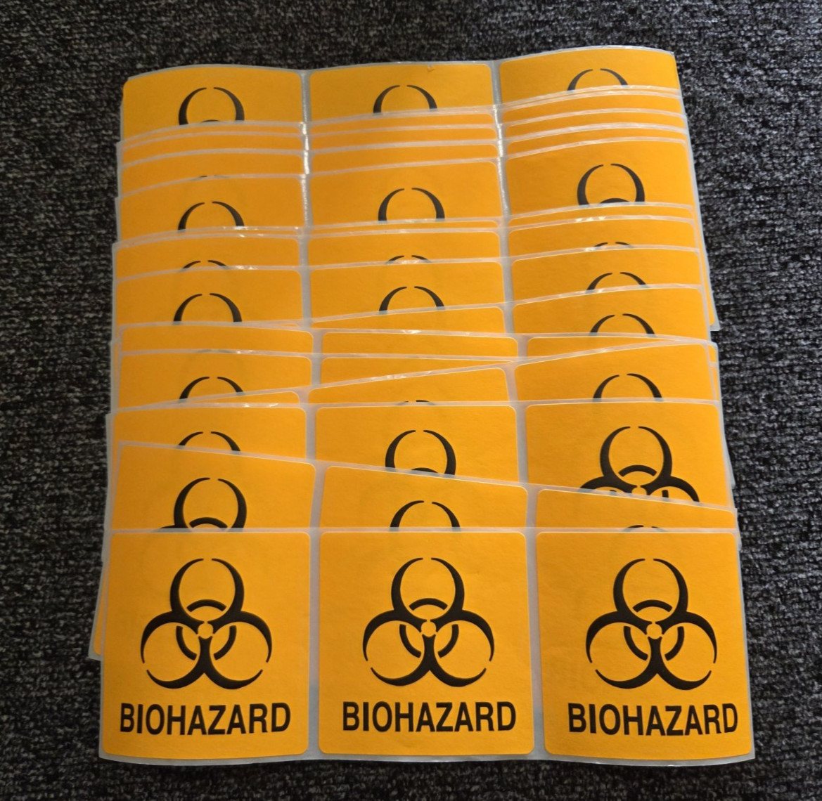 Lot of 50 NEW Orange Biohazard Stickers – 3X3″