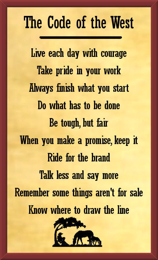 Cowboy’s Code of the West 5″X8″ Laminated Magnetic Sign/Poster