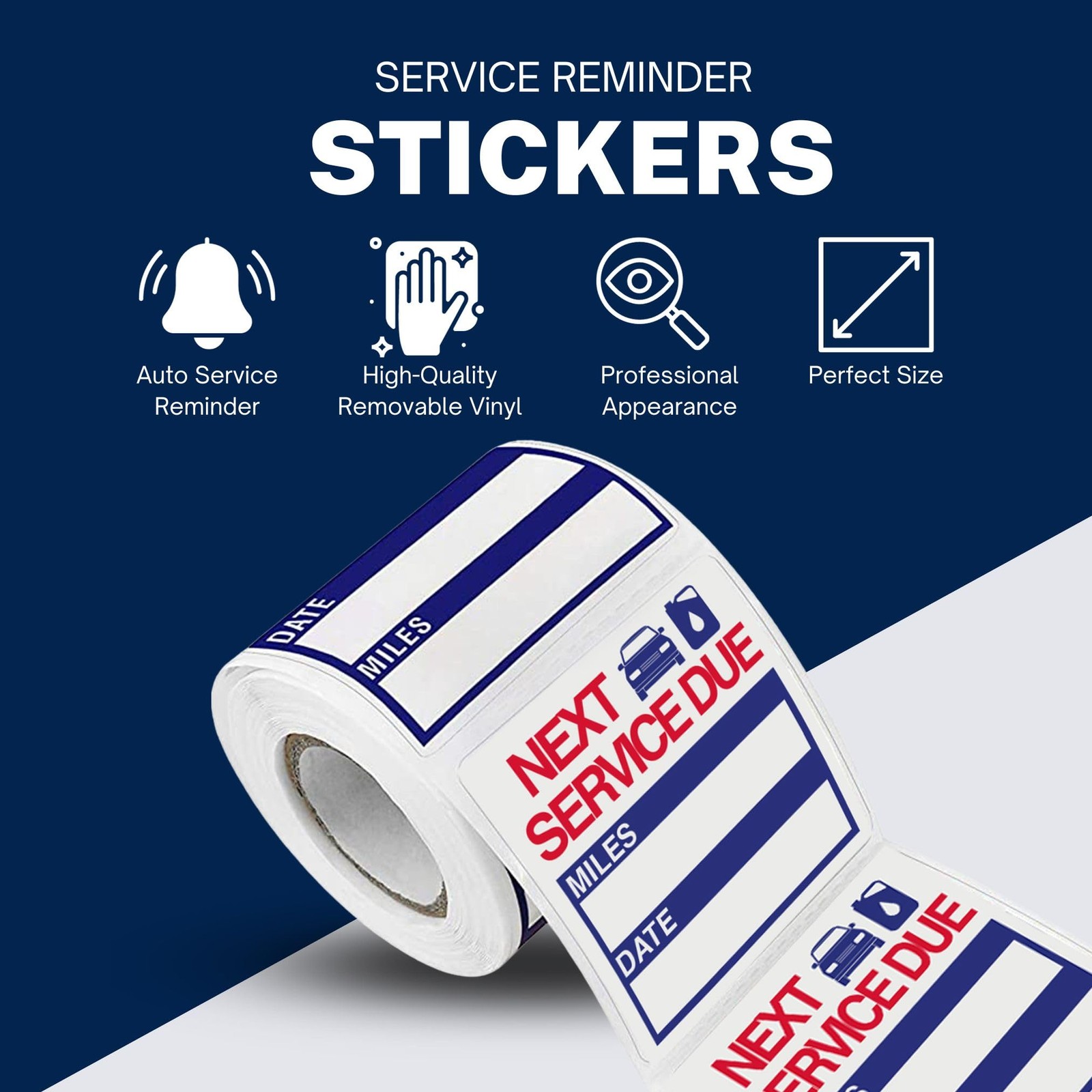 300 Pcs Oil Change Stickers 2×2 Inch Removable Vinyl Next Service Due Reminder f