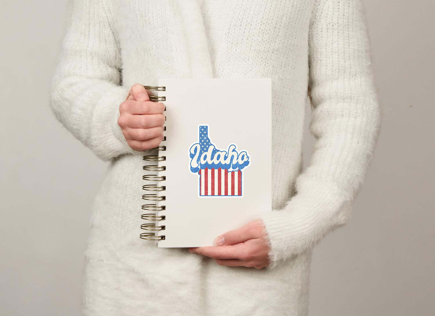 Idaho State Sticker with American Flag Background | Weatherproof Vinyl Decal