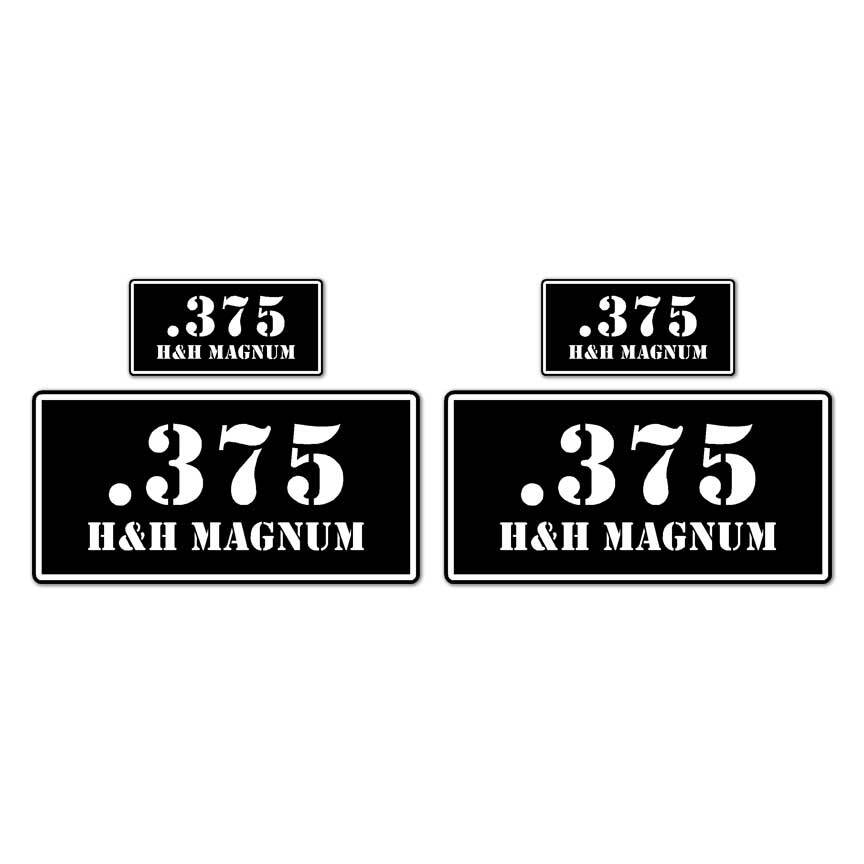 .357 Magnum B&W Ammo Set, Vinyl Decal Sticker, 2@ 1″x2″ & 2@ 2″x4″, #8439