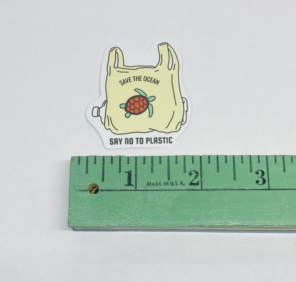 “Protect The Ocean, No To Plastic” Sticker Decal Cute Love Environment Art Tc6