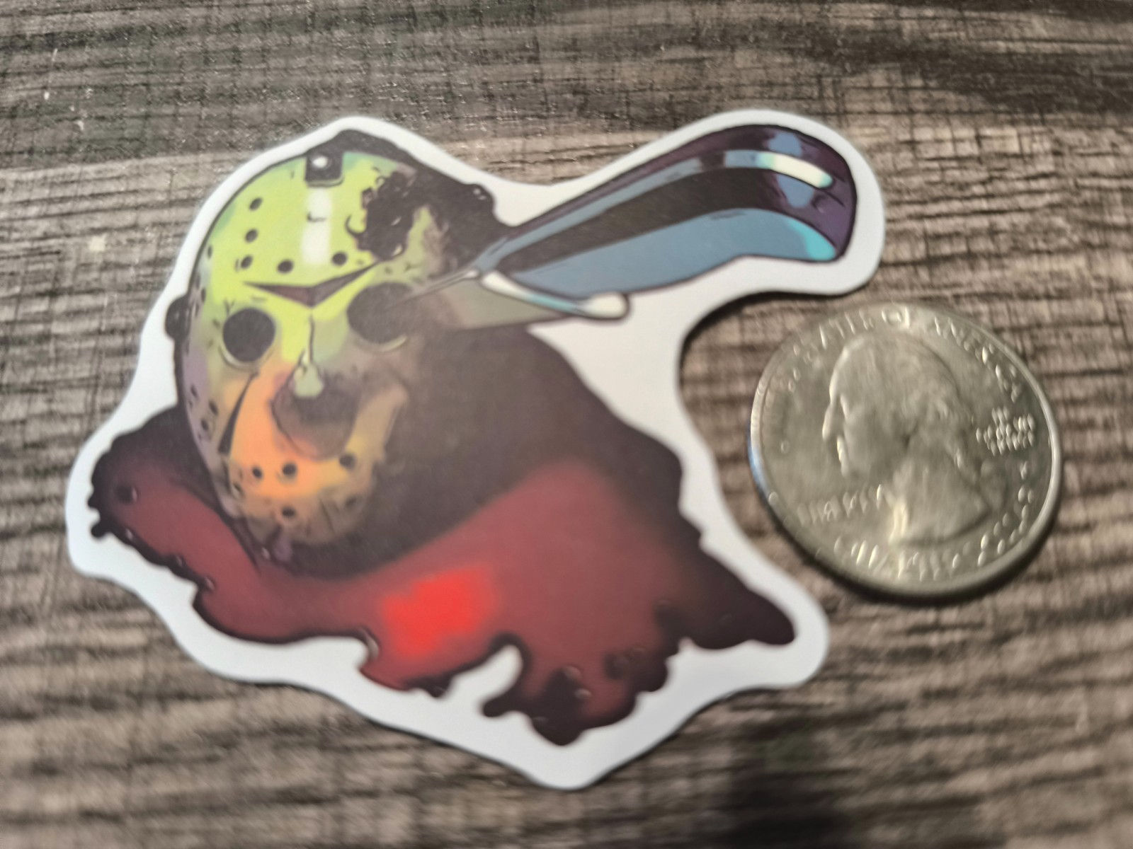 Jason Machete through Eye Sticker Halloween Horror Free SH Friday The 13th Knife