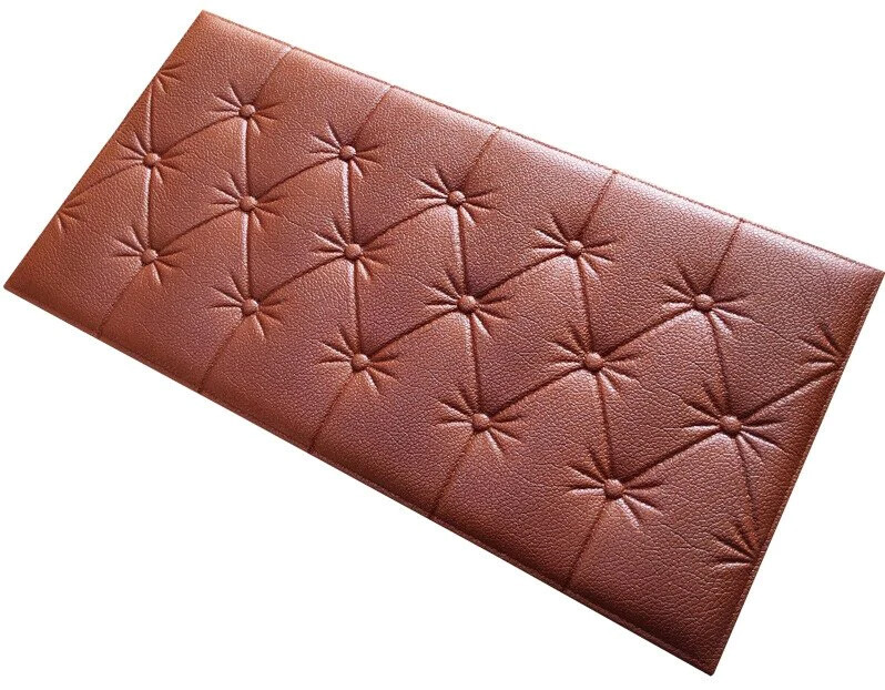 10x 3D Foam Panels Leather Style Wall Sticker Tile Self-adhesive Wallpaper Decor