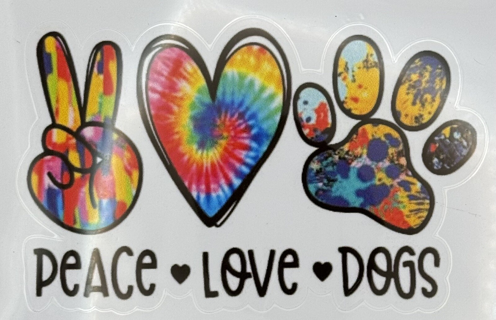 Peace Love Dogs Sticker Printed Vinyl Decal 3×5″ Dog Pet Paw Pawprint Hippies