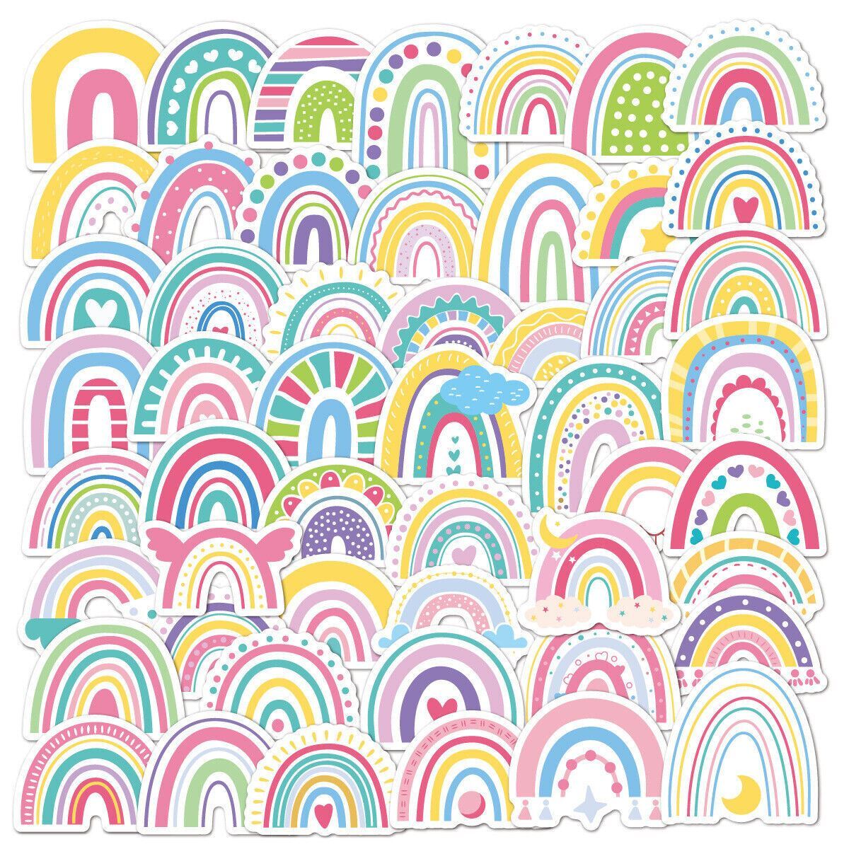 RAINBOW Vinyl Stickers [Set B] PASTEL ~ Waterproof Laptop Water Bottle Decals