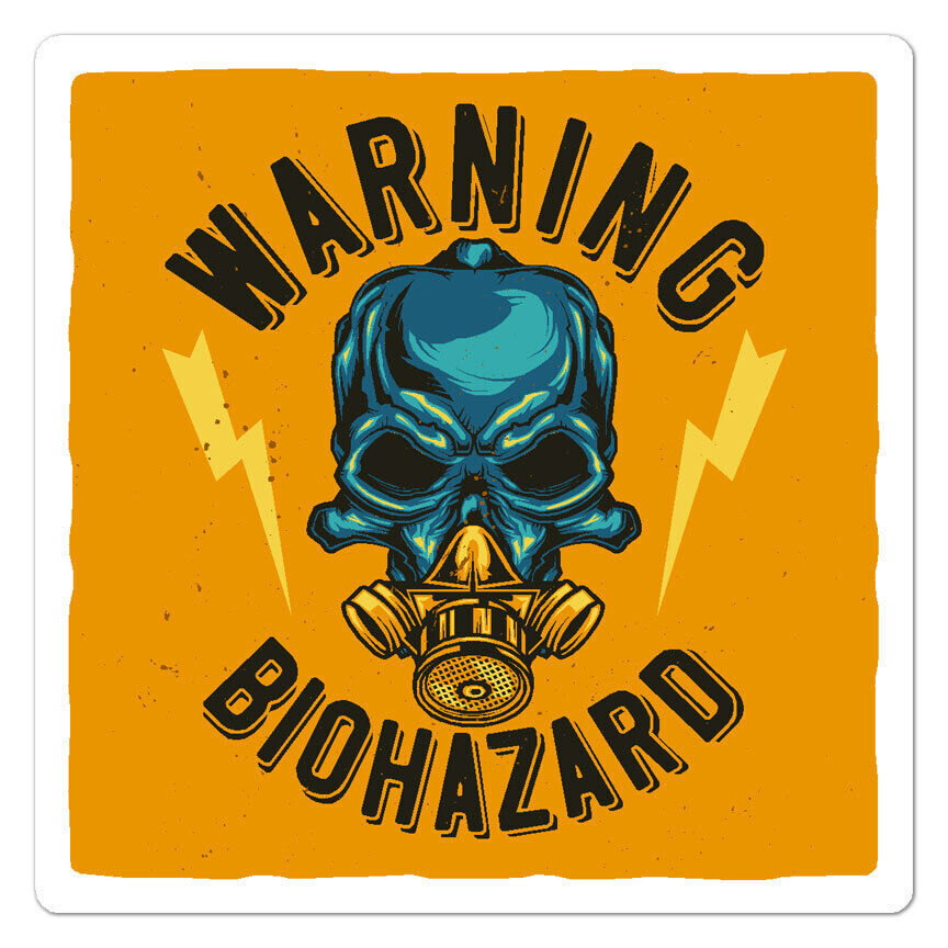 Warning Biohazard Gas Mask Sticker Decal