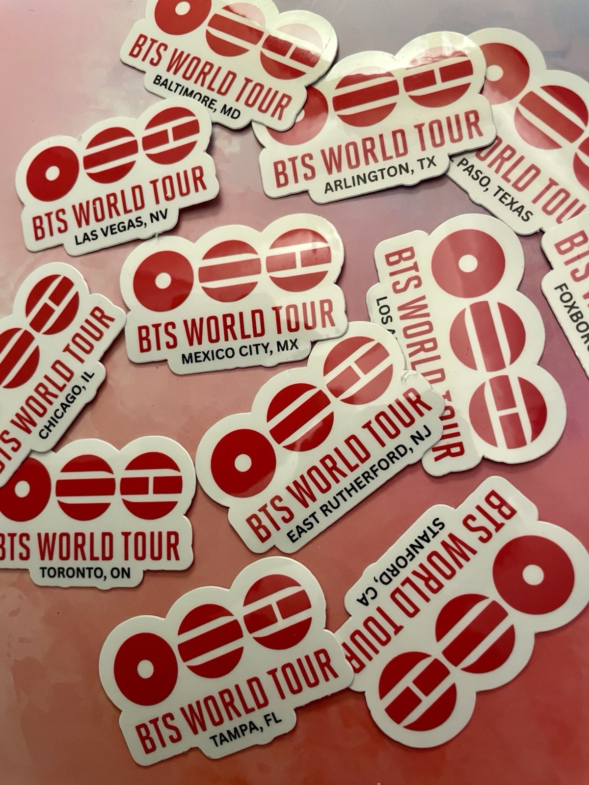PACK OF 50 BTS World Tour 2026 Vinyl Stickers Red White Music for Laptop, Car,