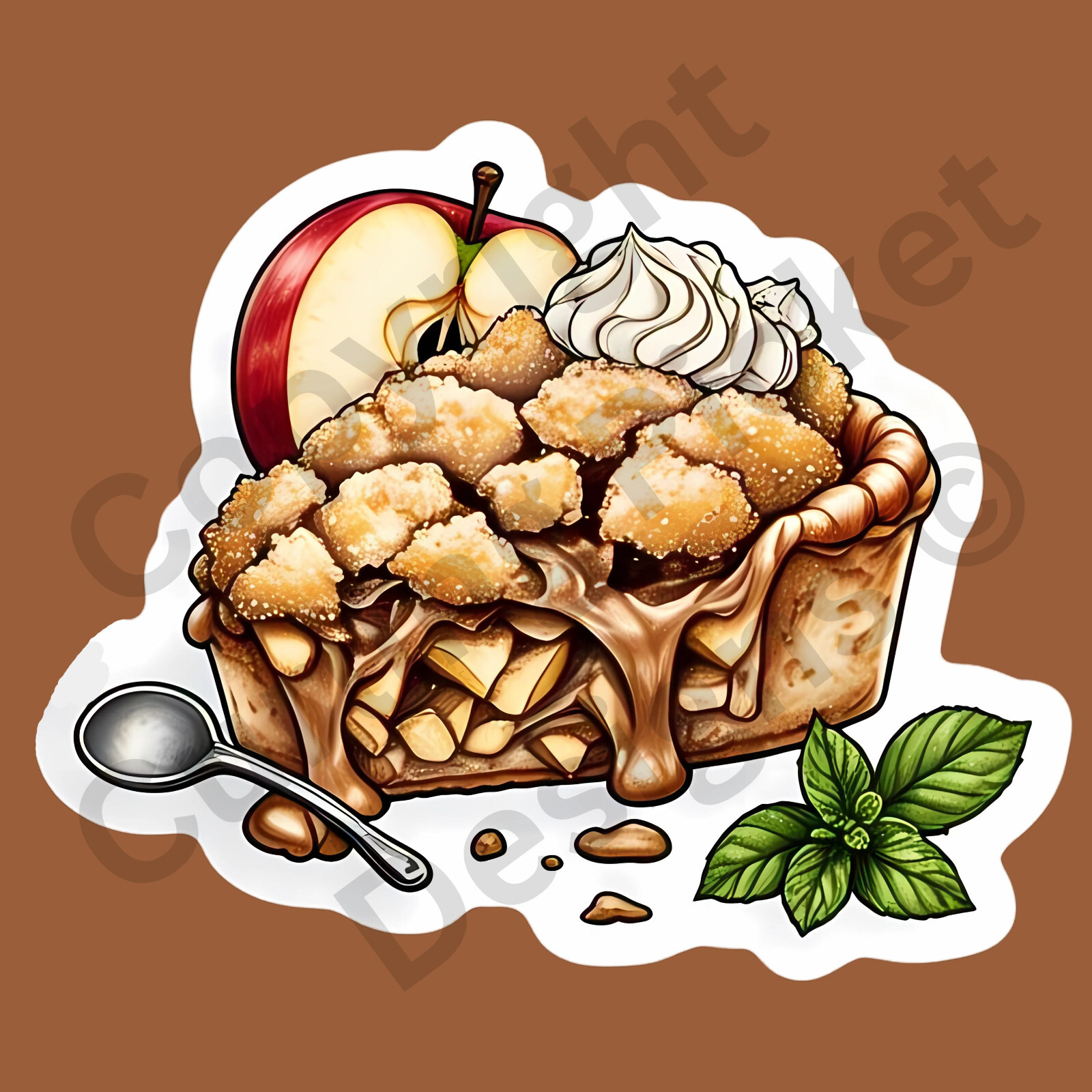 Apple Cobbler Dessert Food Delicious 3″ Vinyl Sticker