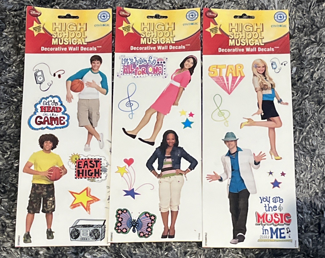 High School Musical Lot Of 3 Decorative Wall Decals Troy Gabriella Sharpay New