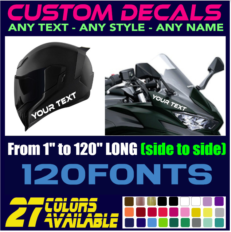 Custom Made Decal Sticker Vinyl For Car, Motorcycle, Truck, Helmet ANY TEXT (10