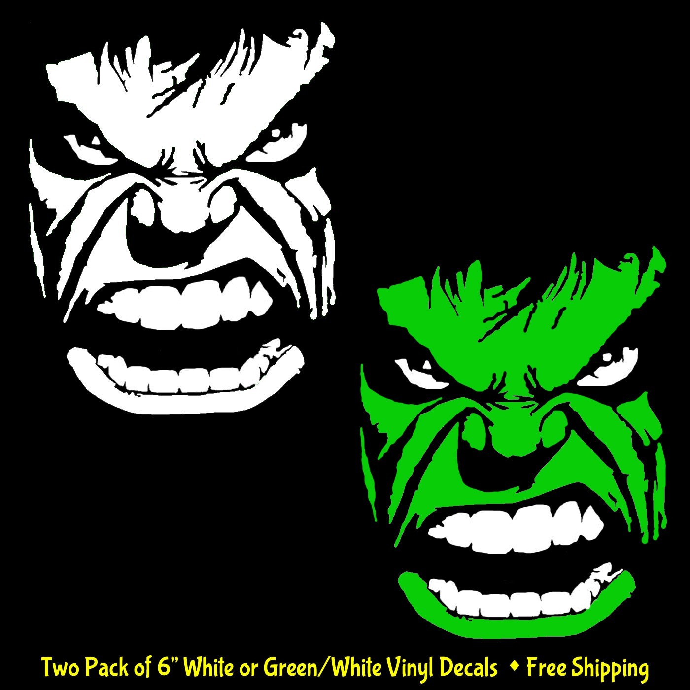 Incredible Hulk Growl Stare Two Pack 6″ Vinyl Decal Car Truck Window Tablet