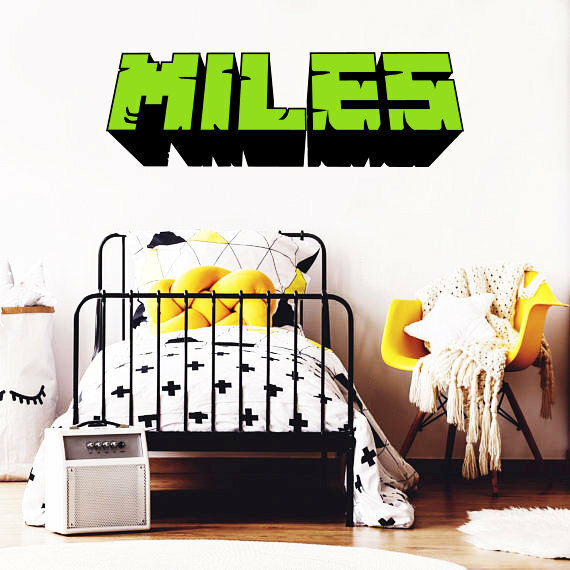 Gamer Name Decal – inspired by Mine craft – Personalized Gaming 3D Wall Decal