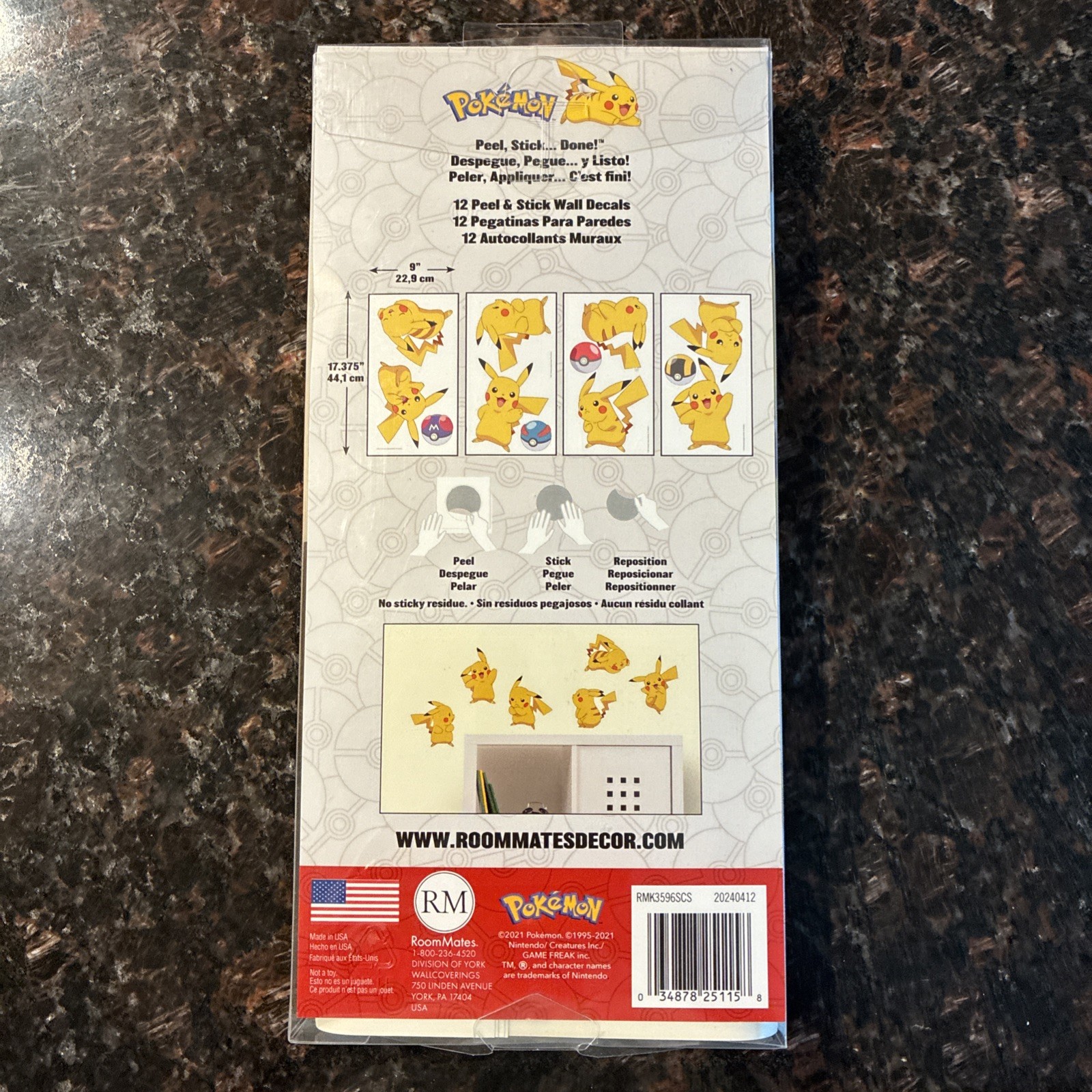 12pc Pokemon PIKACHU Removable & Repositionable Wall Decals! *New *Fast Shipping
