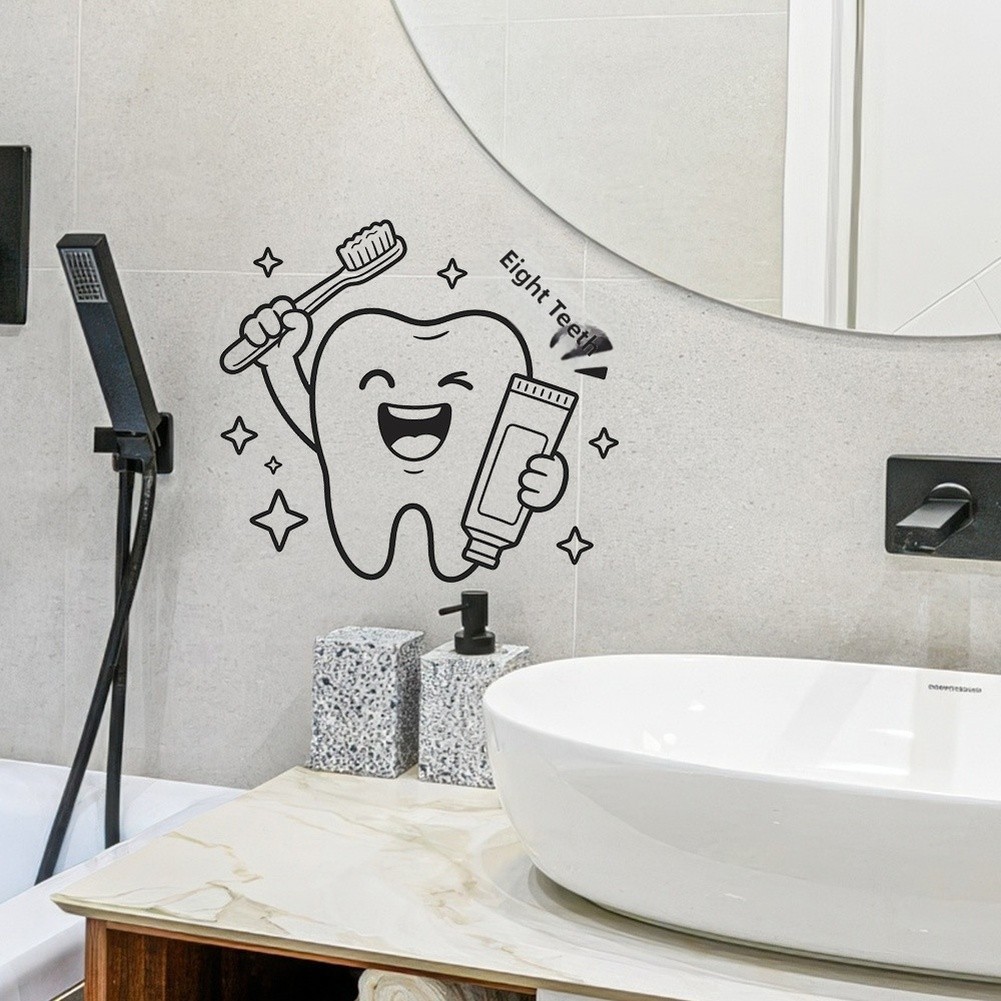 Cartoon Animal PVC Wall Sticker for Bathroom Tiles Glass Mirrors 19x19cm White