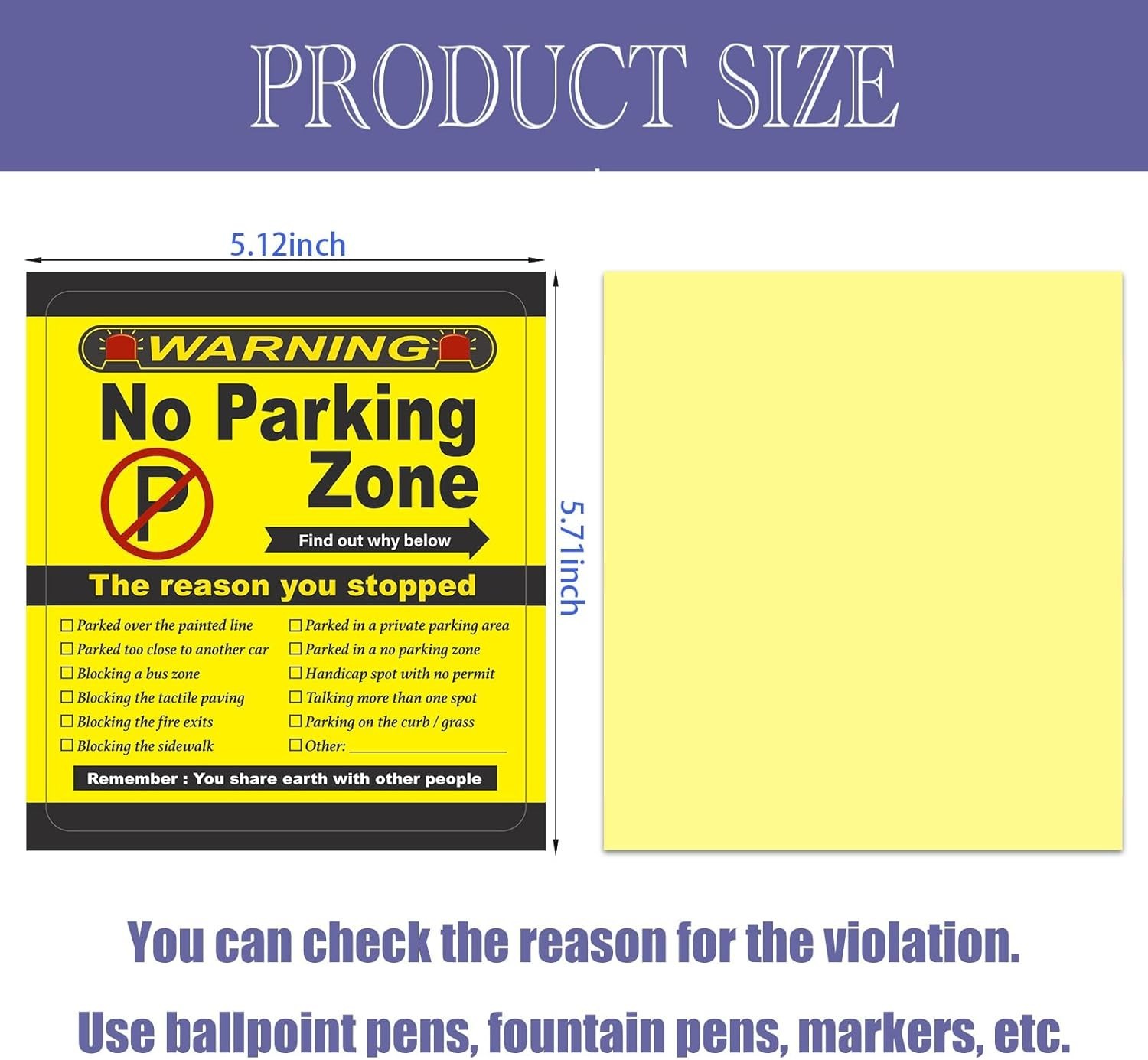 5x No Parking Stickers Violation- 5 Pcs Bad Parking Stickers 4.72″x5.31″ each.