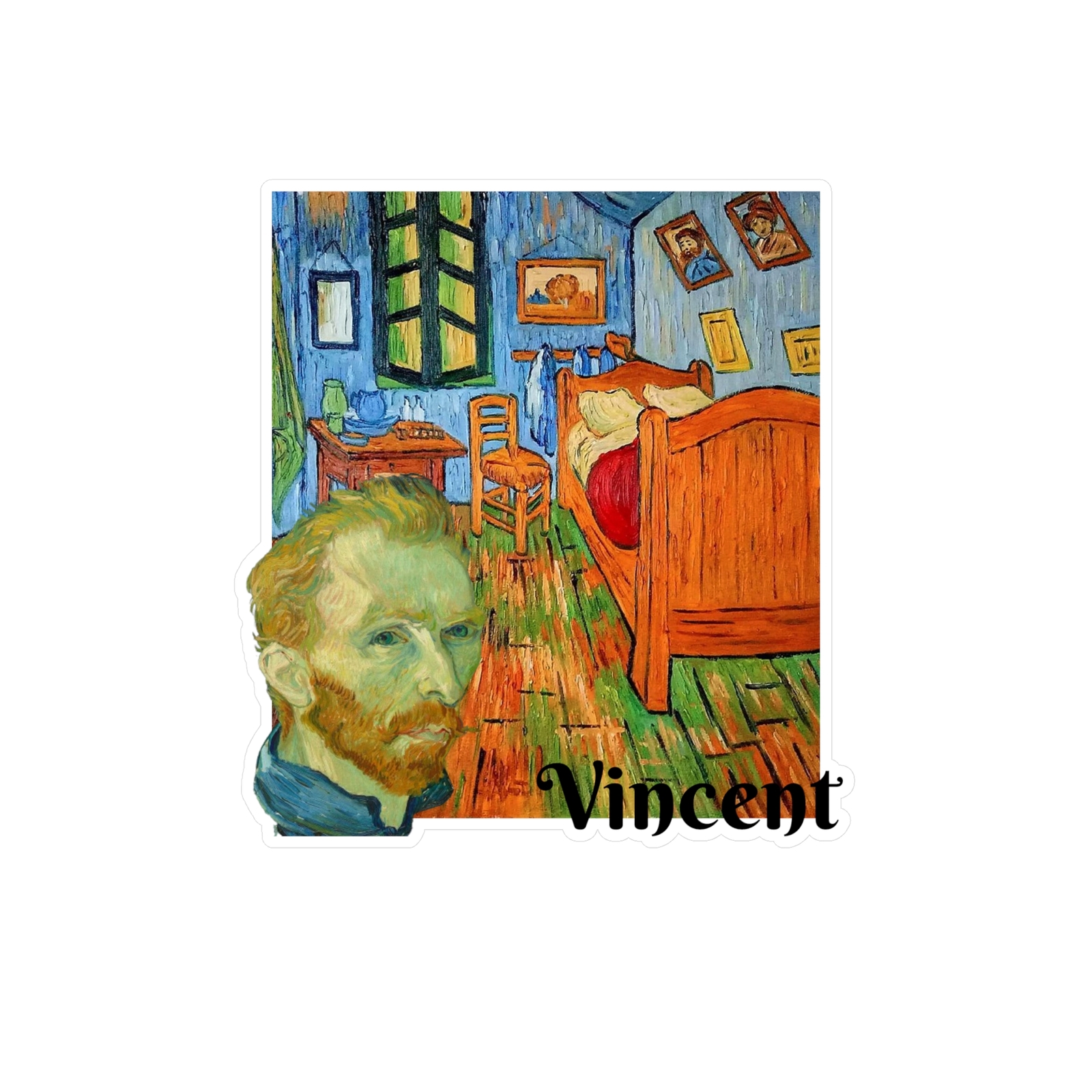 Vinyl Sticker / Decal – Vincent Van Gogh Bedroom Paintings Collage Starry Night