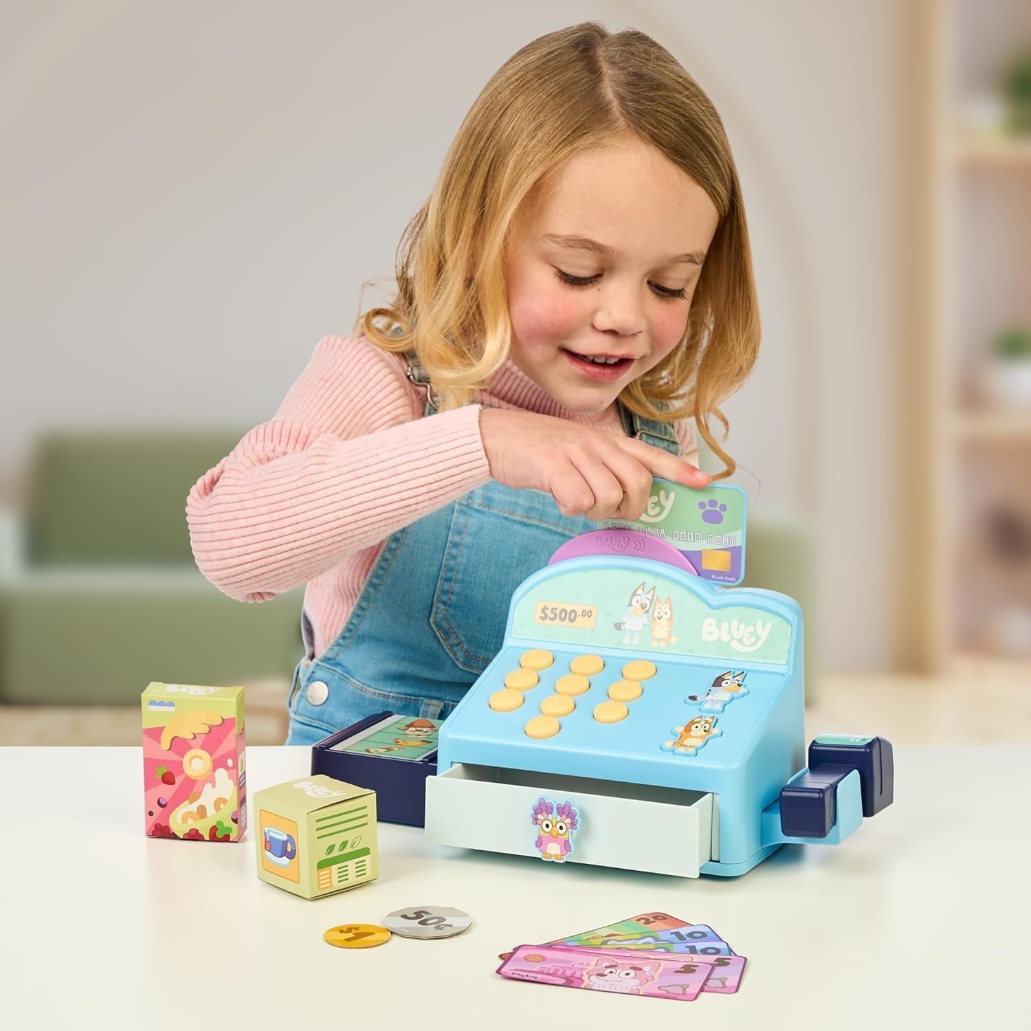 Bluey Cash Register Playset, Interactive Play child-size, Multicolor