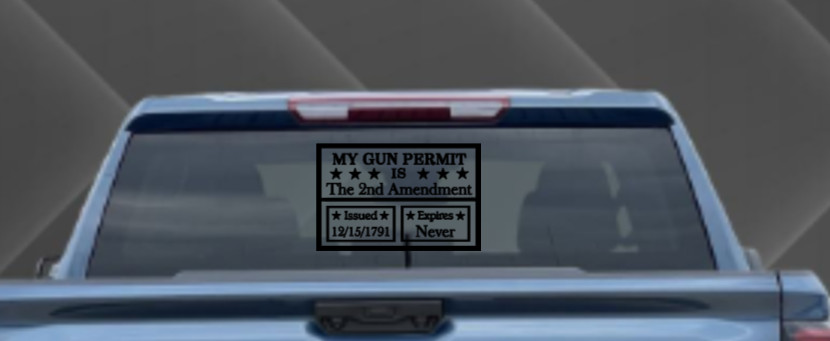Gun Permit 2nd Amendment Issued Vinyl Decal Bumper Sticker 2a Gun Rights USA