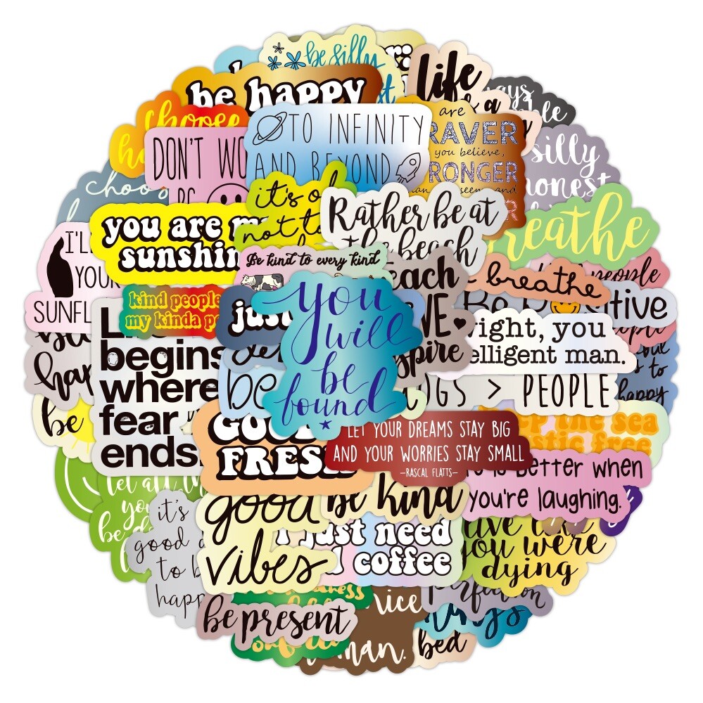 10 Random Inspirational Phrase Stickers Text Decals Laptop Hydro Free Shipping!